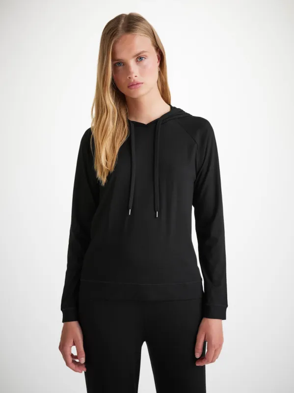 Women's Pullover Hoodie Basel Micro Modal Stretch Black sold by Derek Rose