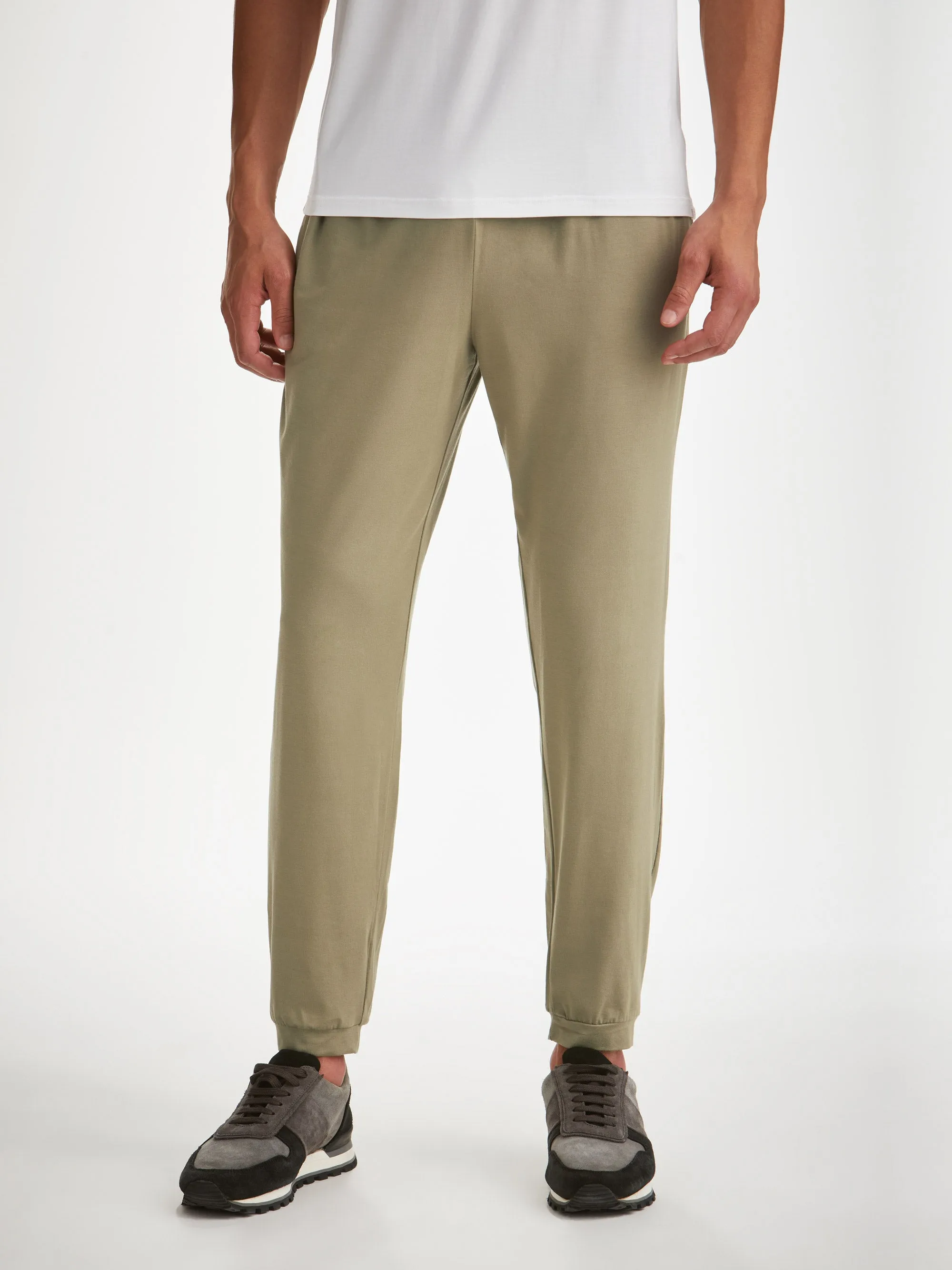 Men's Track Pants Basel Micro Modal Stretch Khaki sold by Derek Rose