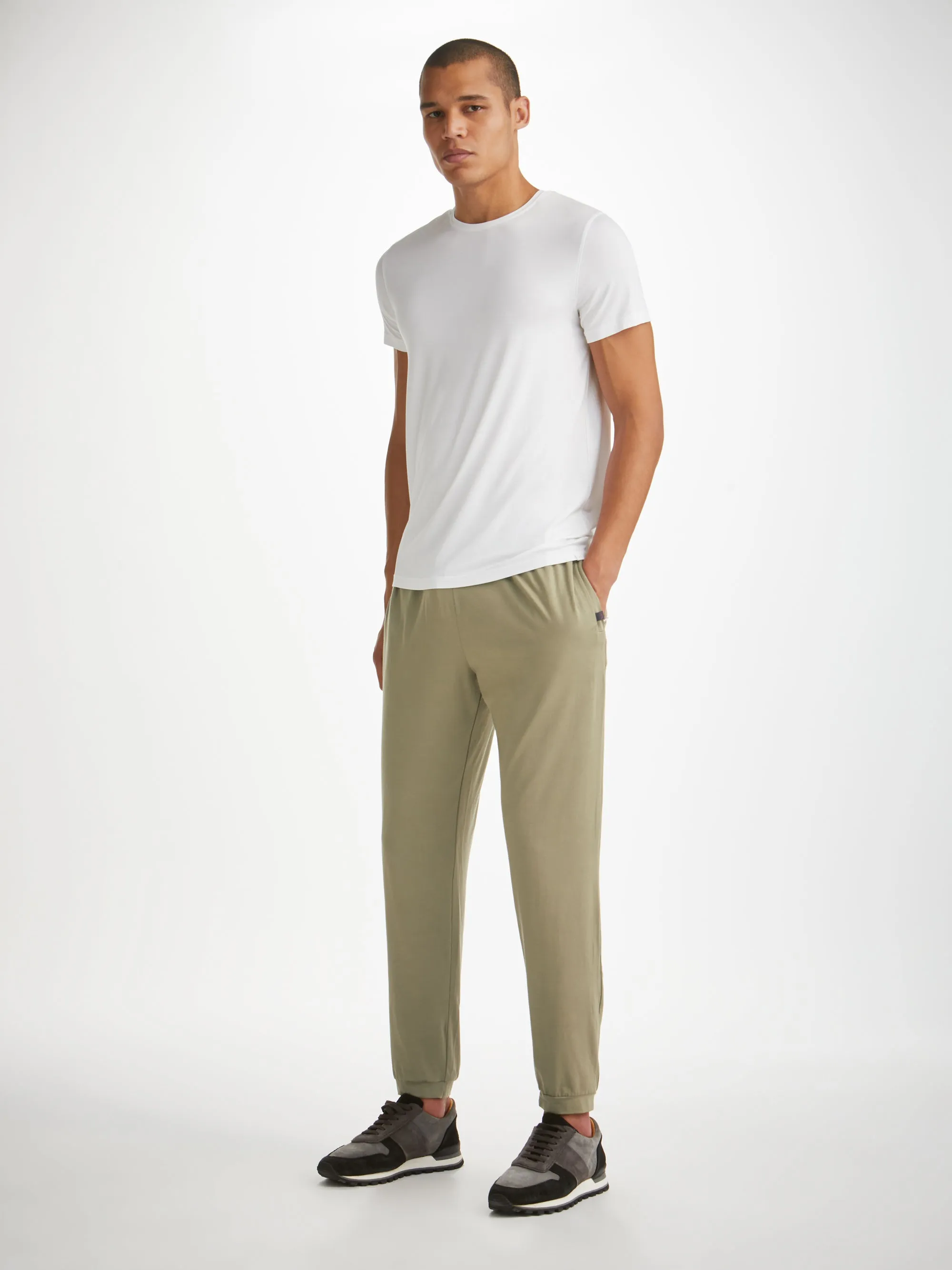 Men's Track Pants Basel Micro Modal Stretch Khaki sold by Derek Rose product image thumbnail 3