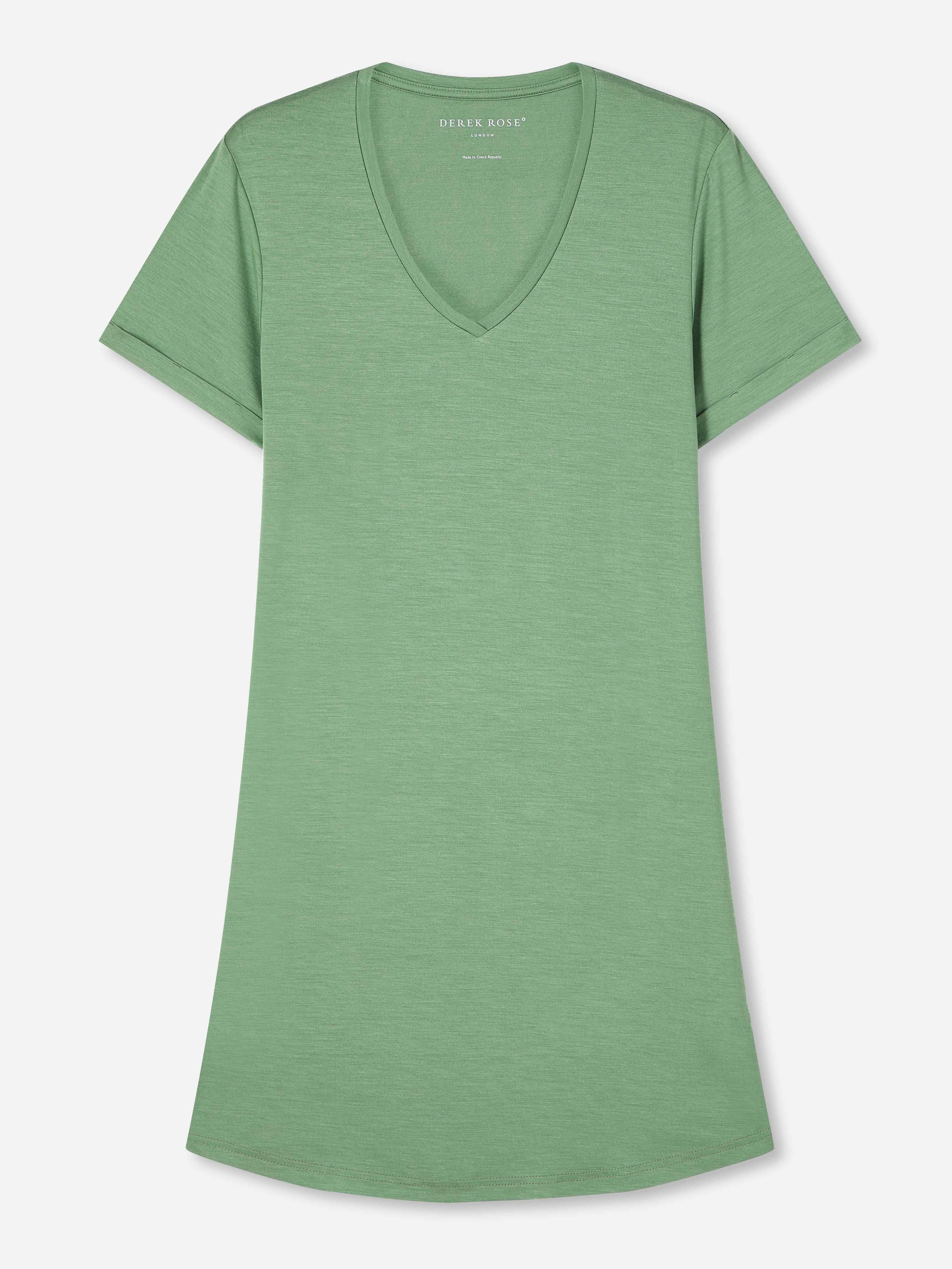 Women's V-Neck Sleep T-Shirt Lara Micro Modal Stretch Sage Green sold by Derek Rose product image thumbnail 2