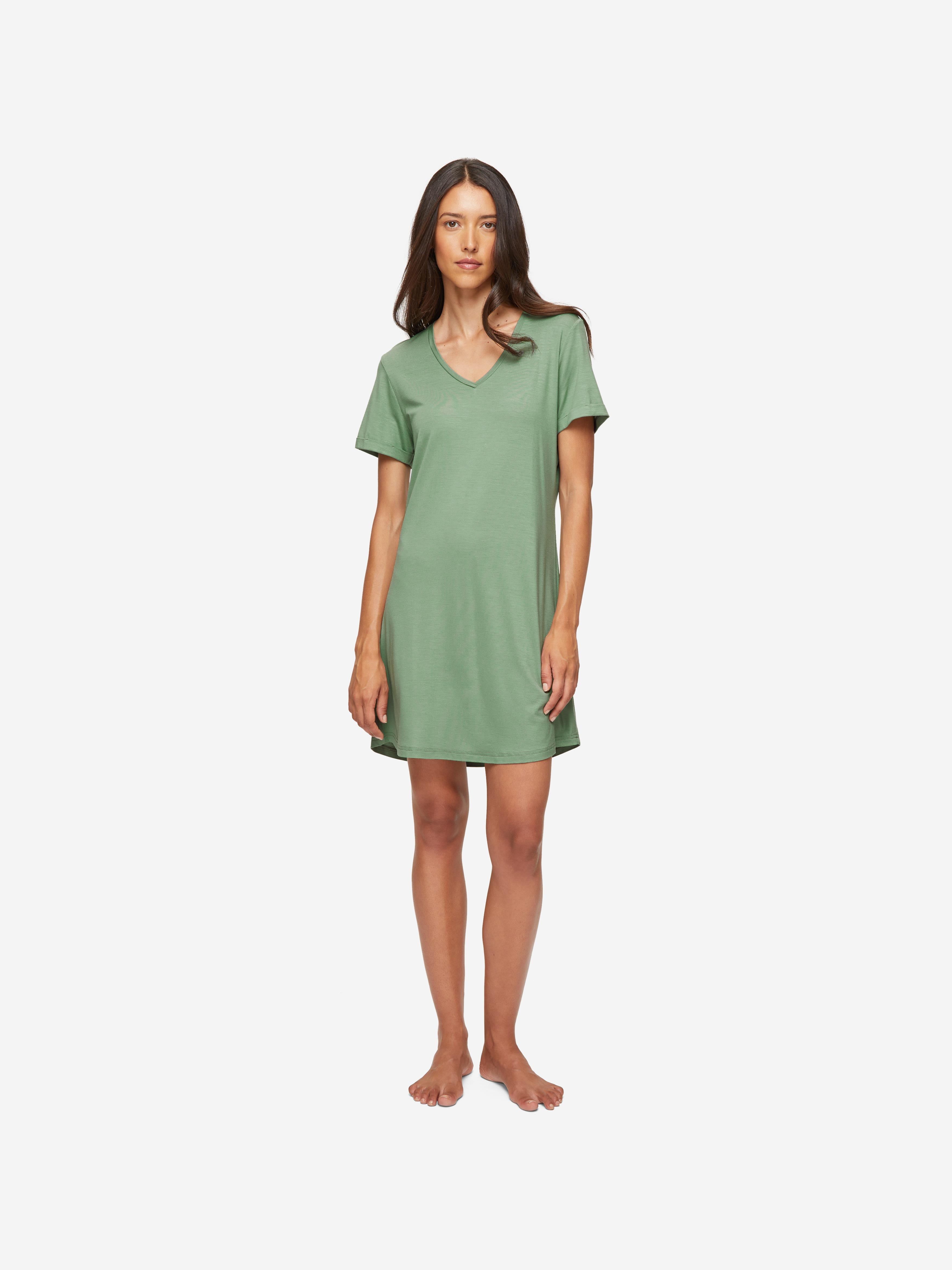 Women's V-Neck Sleep T-Shirt Lara Micro Modal Stretch Sage Green sold by Derek Rose product image thumbnail 4