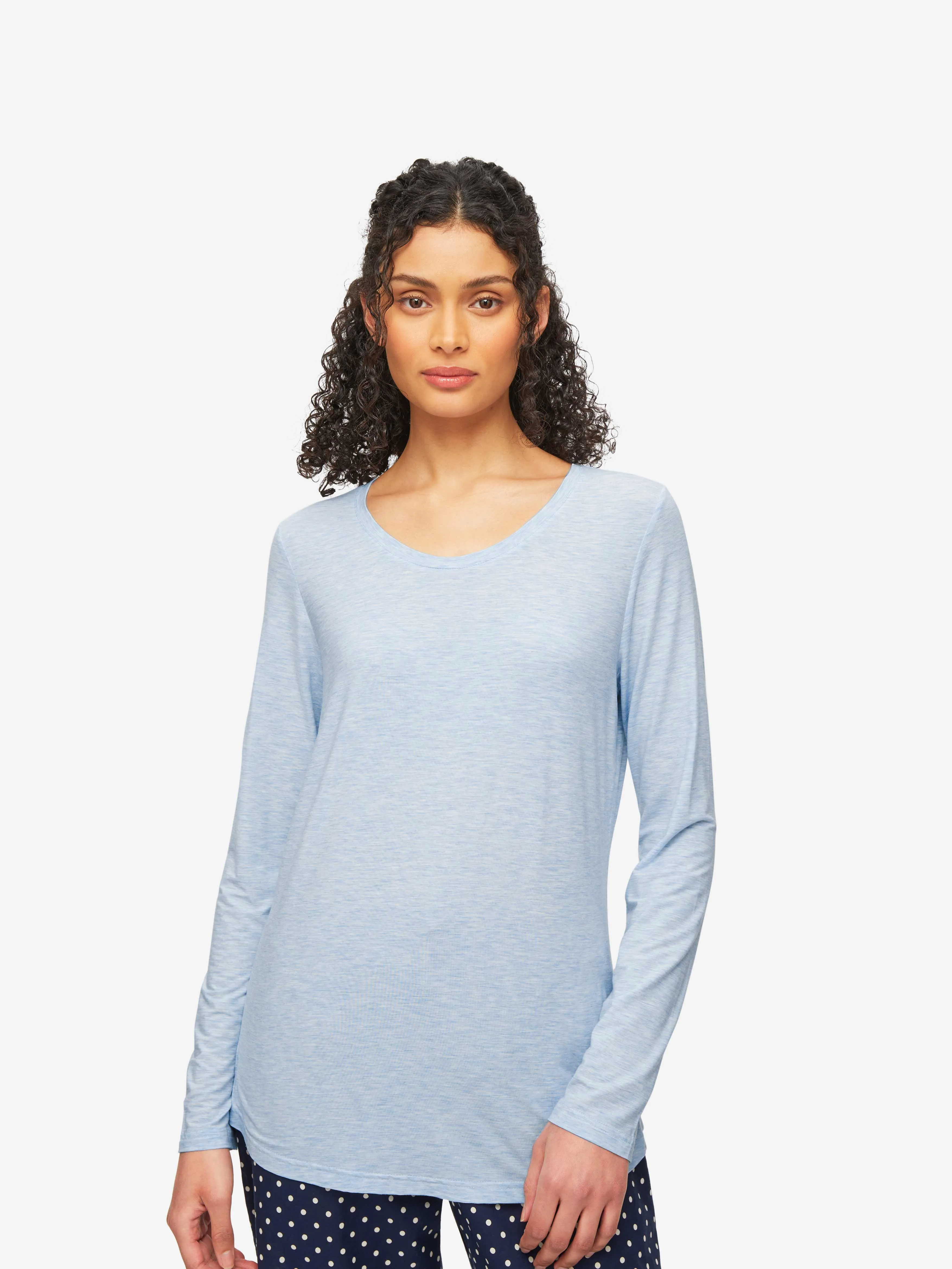 Women's Long Sleeve T-Shirt Ethan Micro Modal Stretch Light Blue Marl sold by Derek Rose product image thumbnail 3