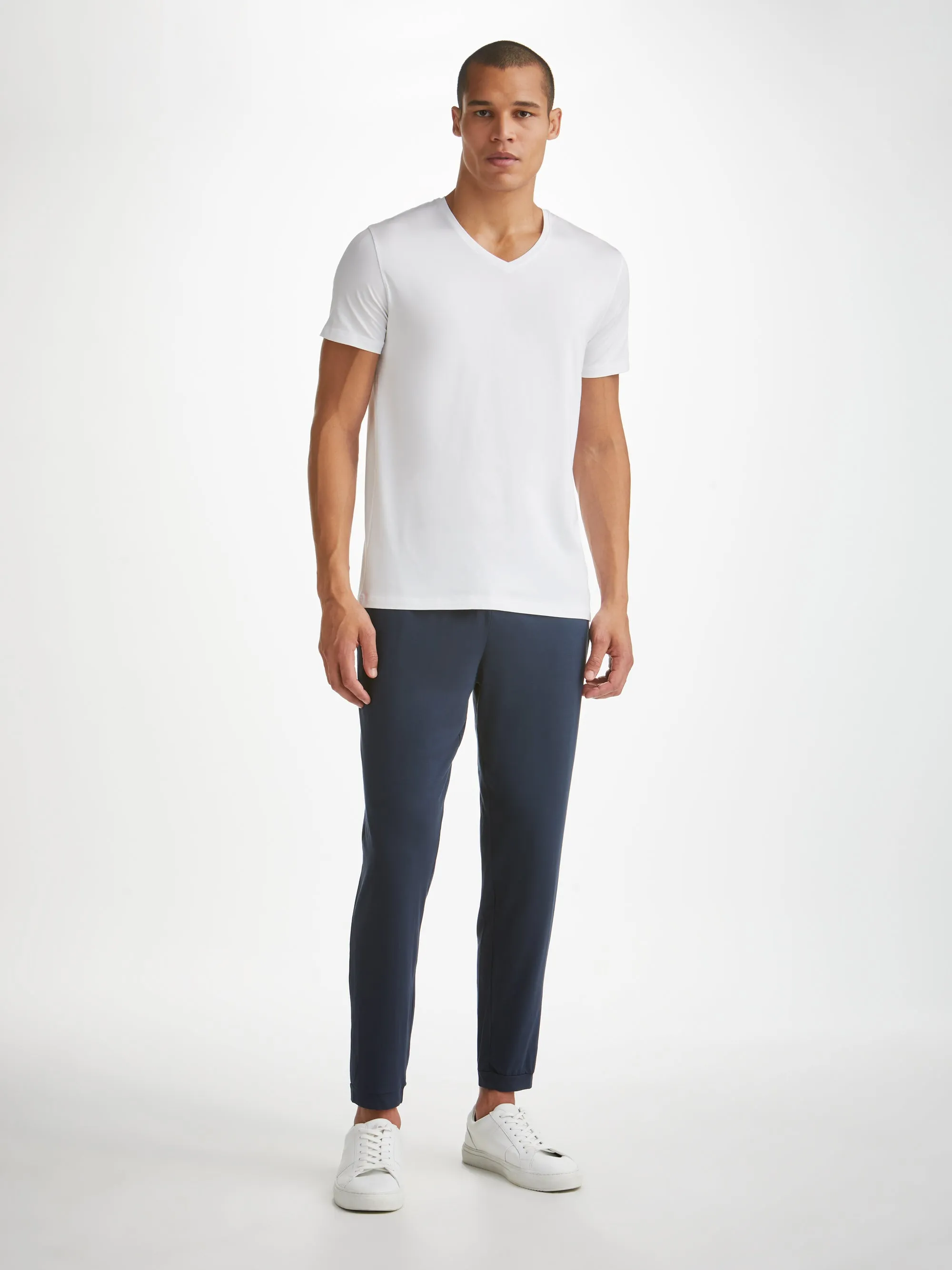 Men's V-Neck T-Shirt Basel Micro Modal Stretch White sold by Derek Rose product image thumbnail 3