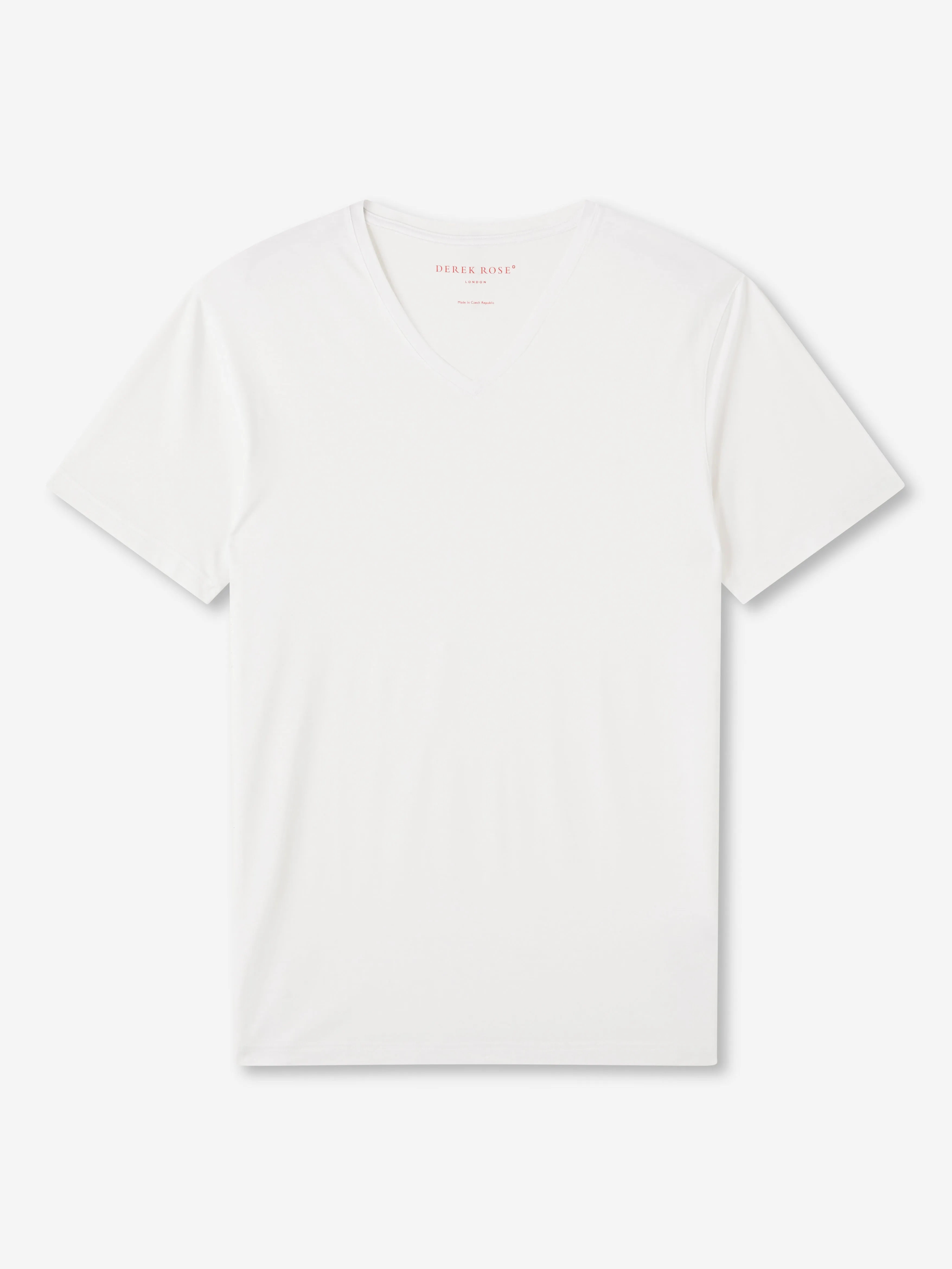 Men's V-Neck T-Shirt Basel Micro Modal Stretch White sold by Derek Rose product image thumbnail 2