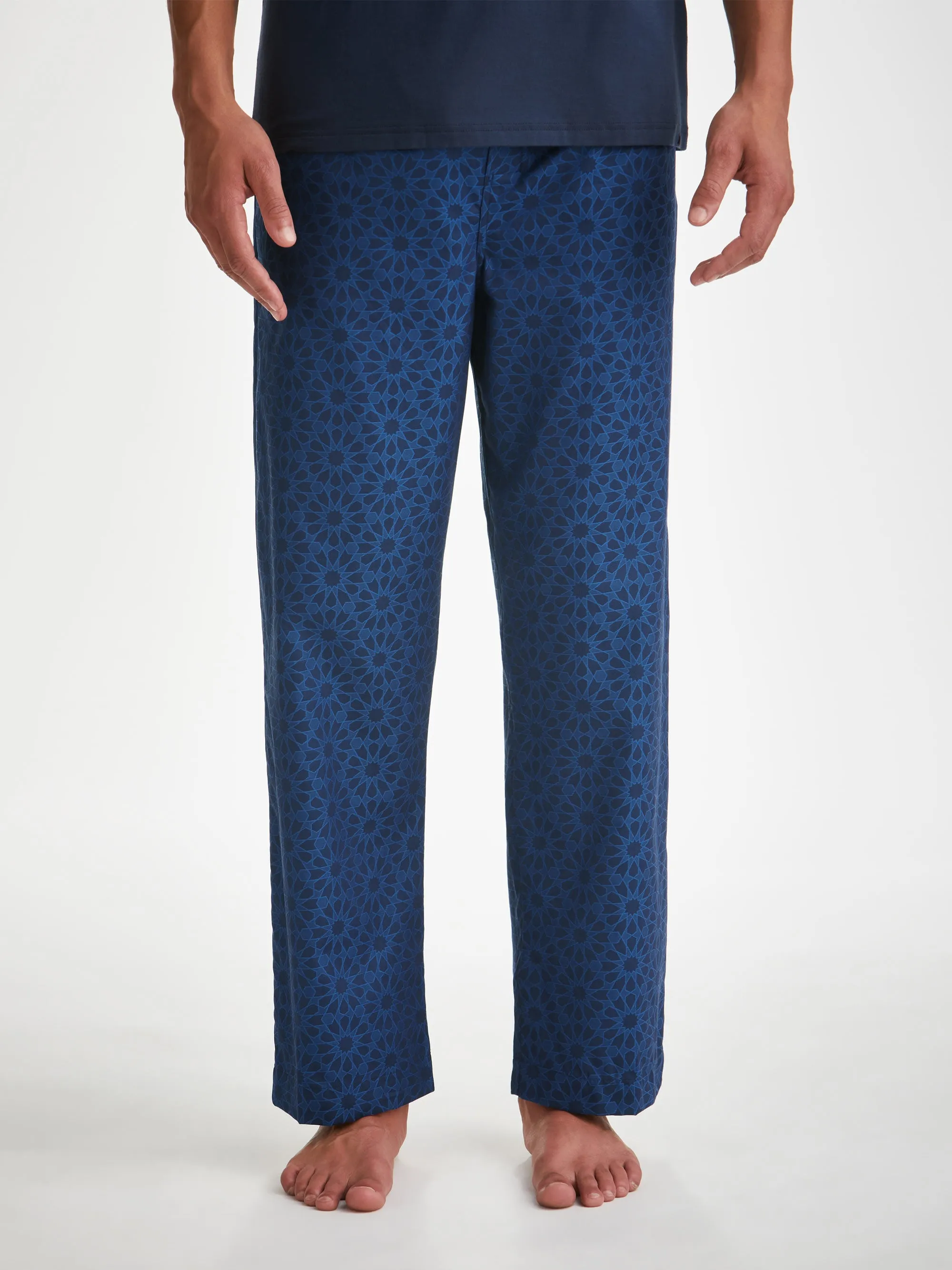 Men's Lounge Trousers Paris 26 Cotton Jacquard Navy sold by Derek Rose product image thumbnail 3