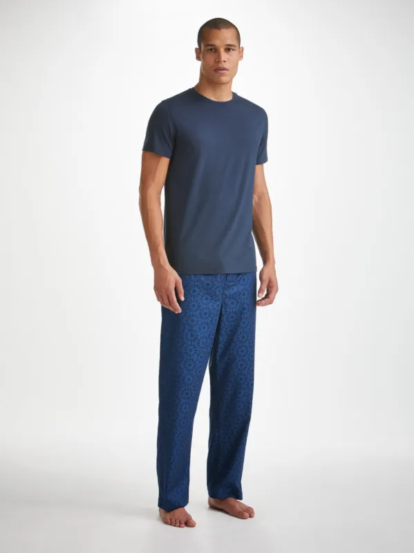 Men's Lounge Trousers Paris 26 Cotton Jacquard Navy sold by Derek Rose