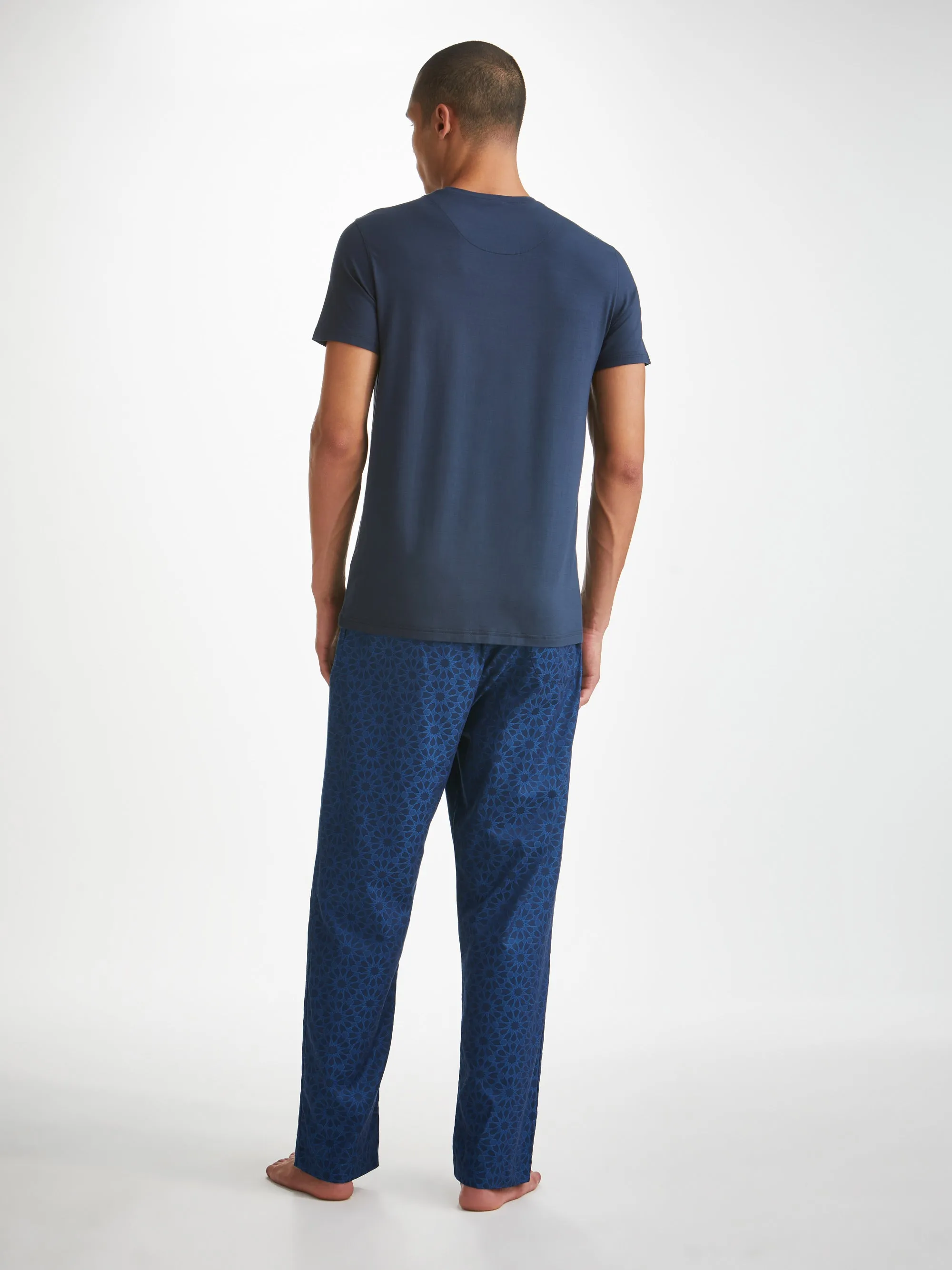Men's Lounge Trousers Paris 26 Cotton Jacquard Navy sold by Derek Rose product image thumbnail 4