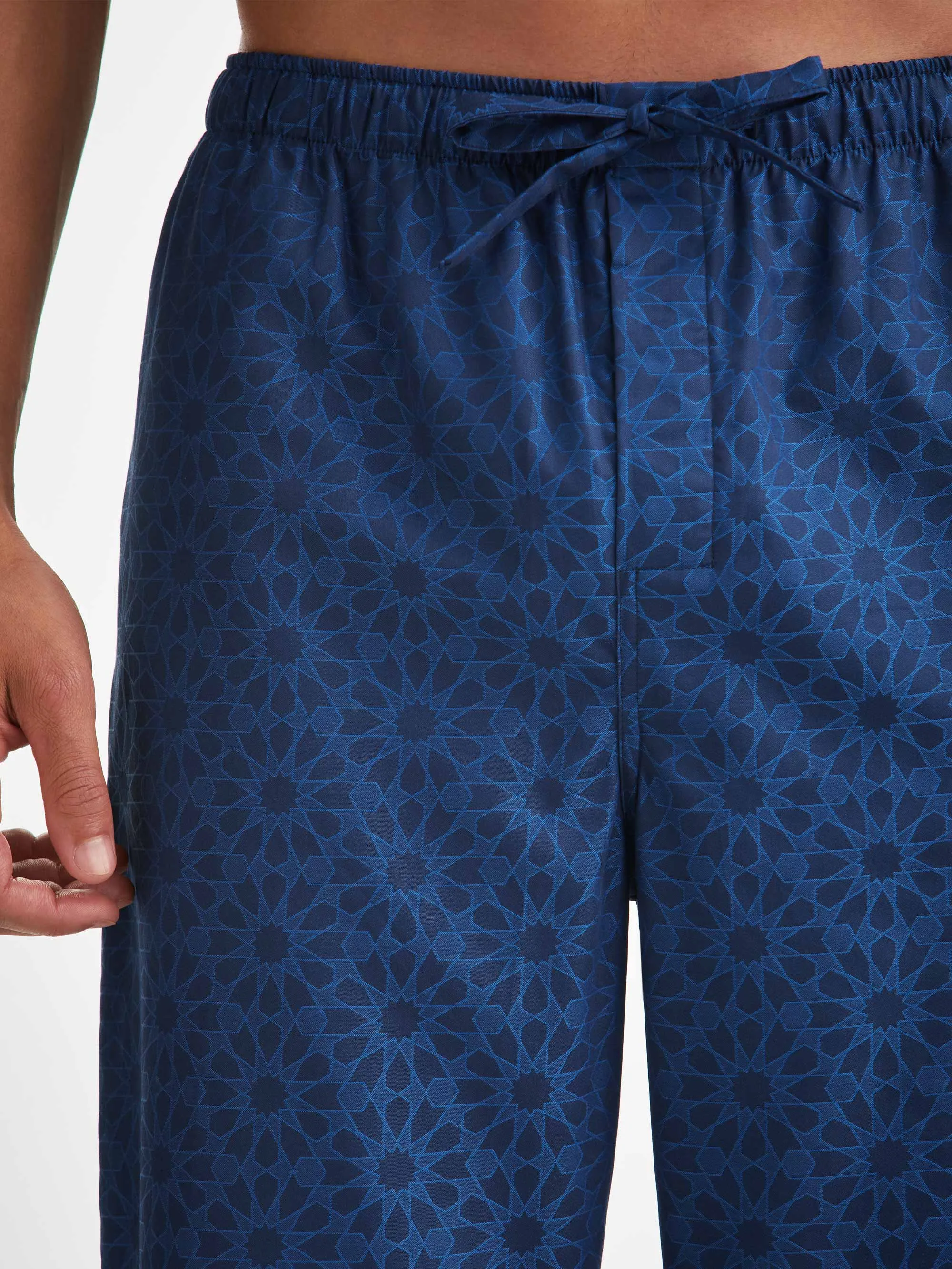 Men's Lounge Trousers Paris 26 Cotton Jacquard Navy sold by Derek Rose product image thumbnail 5