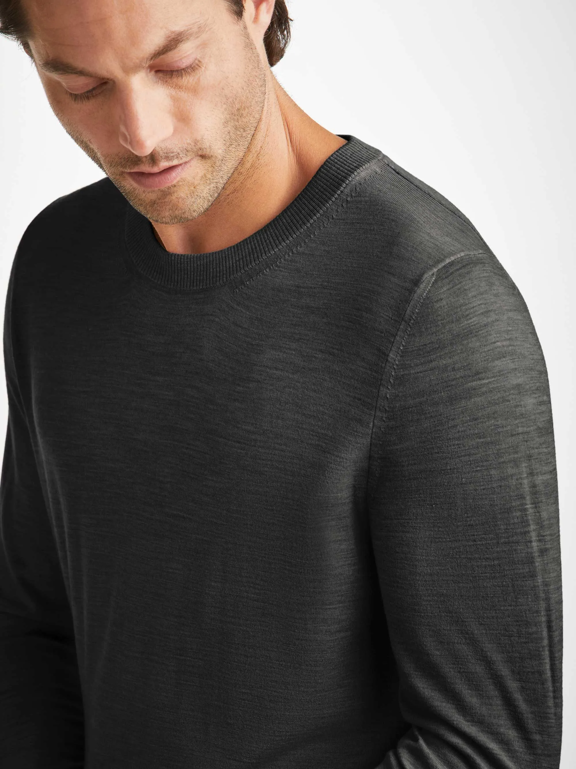 Men's Sweater Orson Merino Wool Charcoal sold by Derek Rose product image thumbnail 5