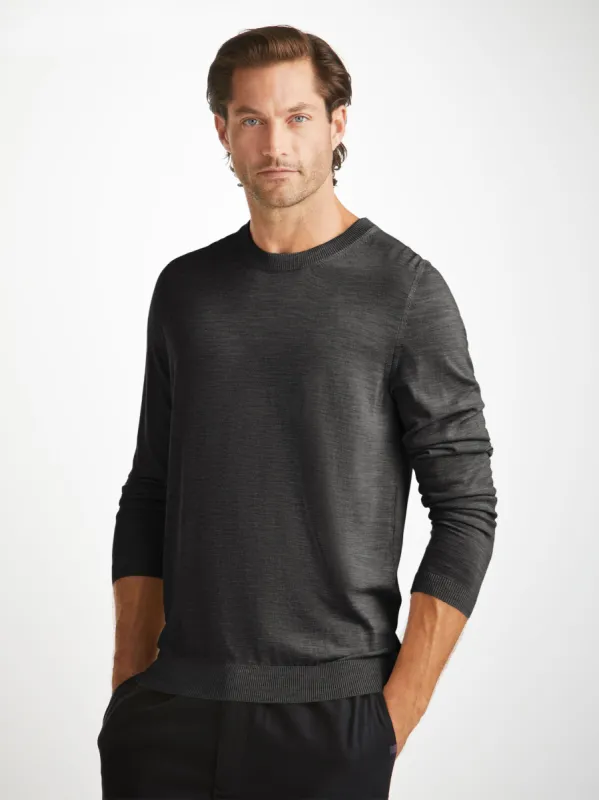 Men's Sweater Orson Merino Wool Charcoal sold by Derek Rose