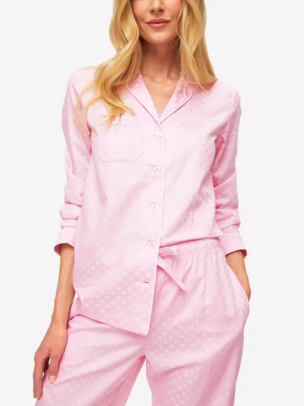Women's Pyjamas Kate 7 Cotton Jacquard Pink sold by Derek Rose