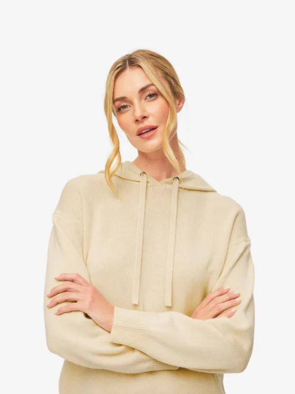 Women's Relaxed Pullover Hoodie Daphne Cashmere Beige sold by Derek Rose