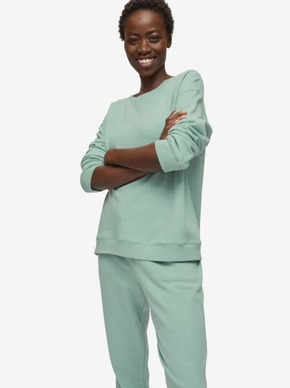 Women's Sweatshirt Quinn Cotton Modal Soft Green Heather sold by Derek Rose