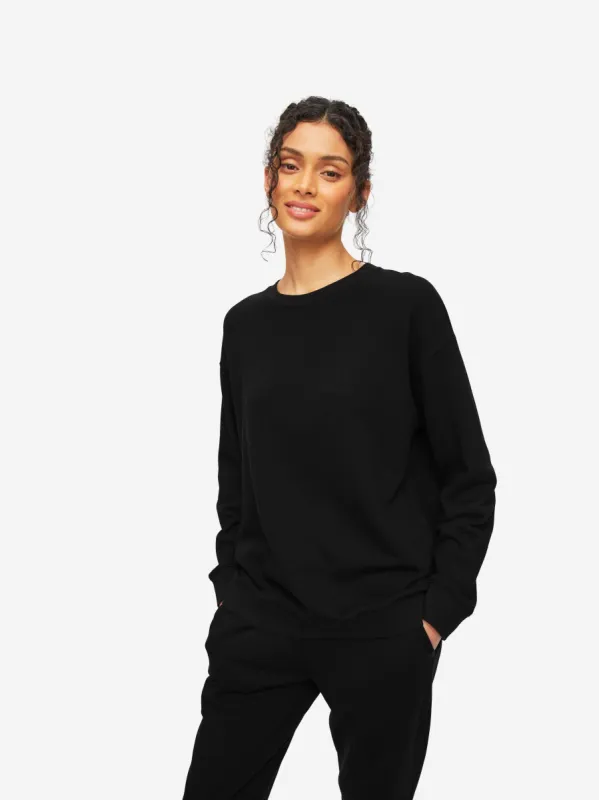 Women's Sweatshirt Quinn Cotton Modal Black sold by Derek Rose