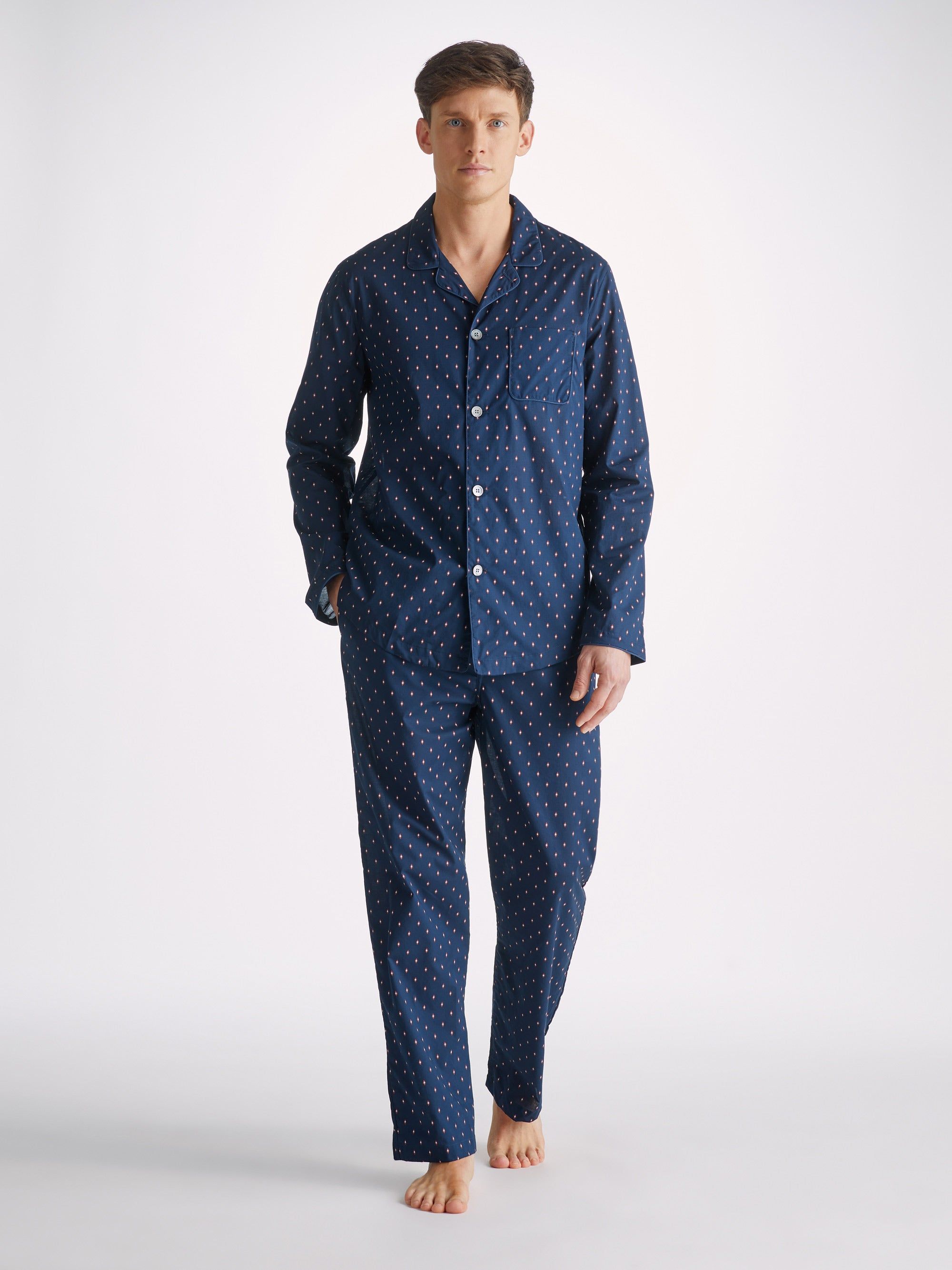 Men's Modern Fit Pyjamas Nelson 96 Cotton Batiste Navy sold by Derek Rose product image thumbnail 3