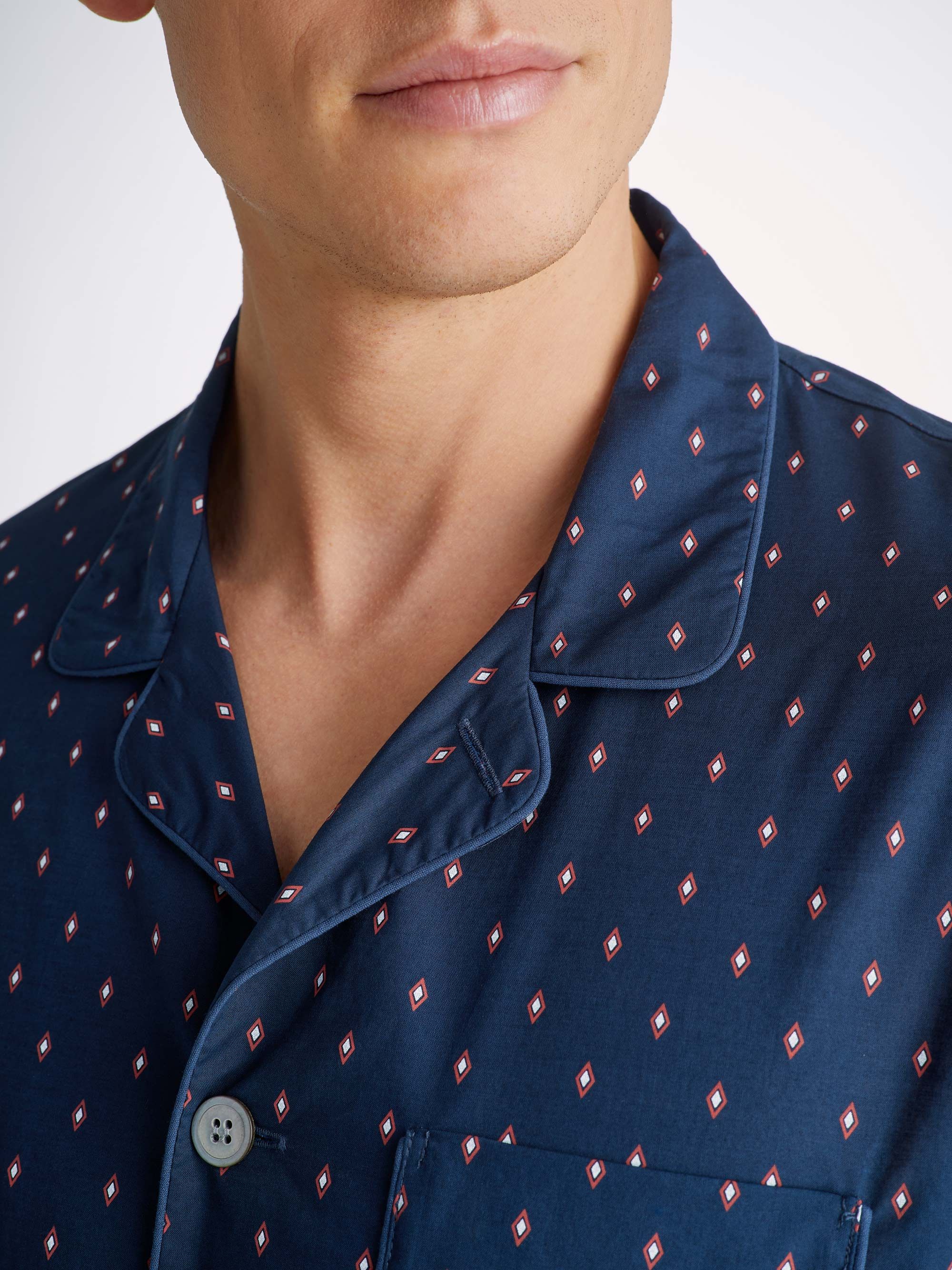 Men's Modern Fit Pyjamas Nelson 96 Cotton Batiste Navy sold by Derek Rose product image thumbnail 5