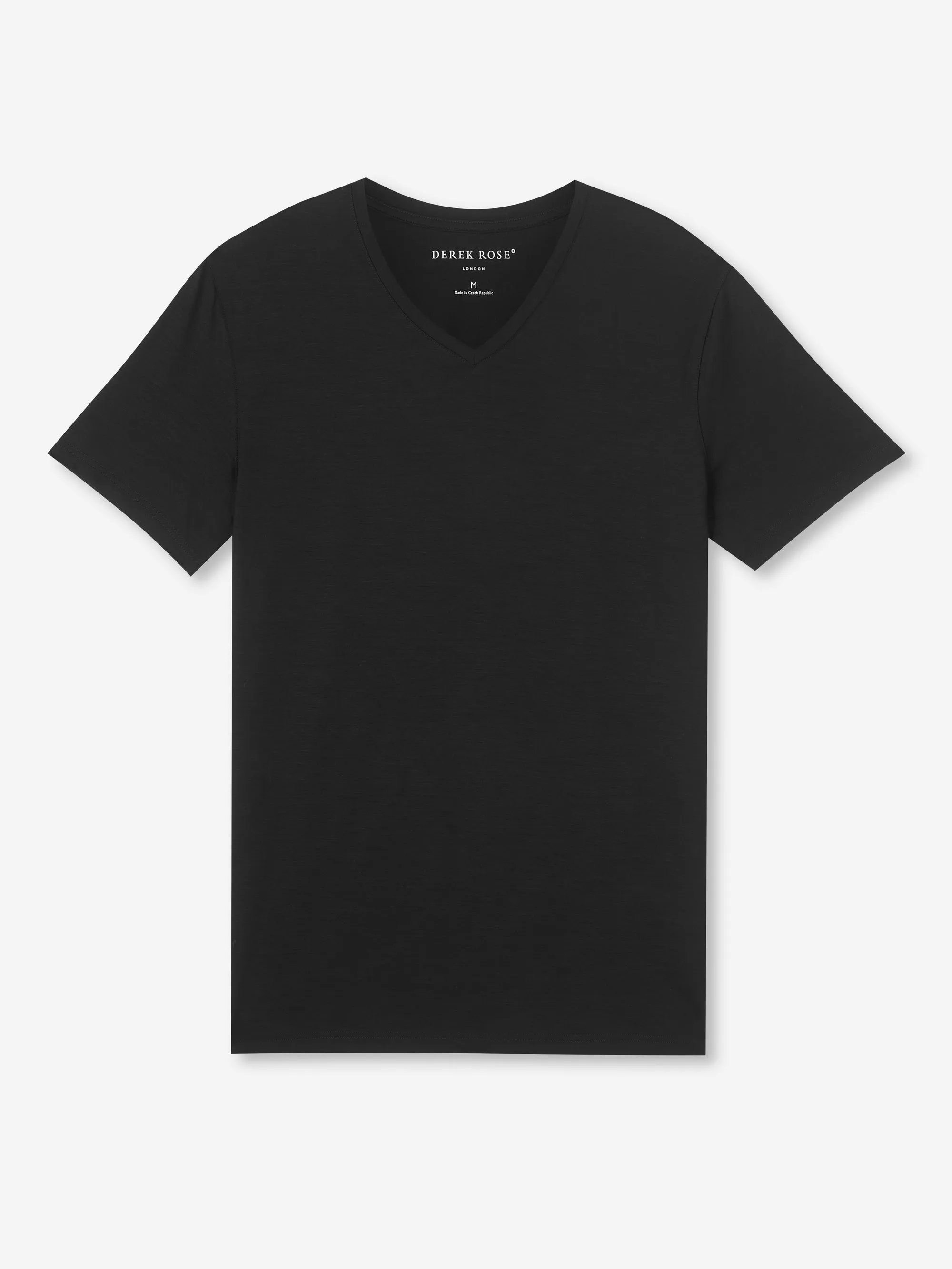 Men's V-Neck T-Shirt Basel Micro Modal Stretch Black sold by Derek Rose product image thumbnail 2