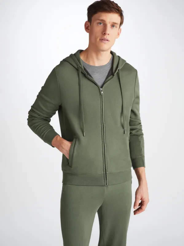 Men's Zip Up Hoodie Quinn Cotton Modal Soft Green sold by Derek Rose