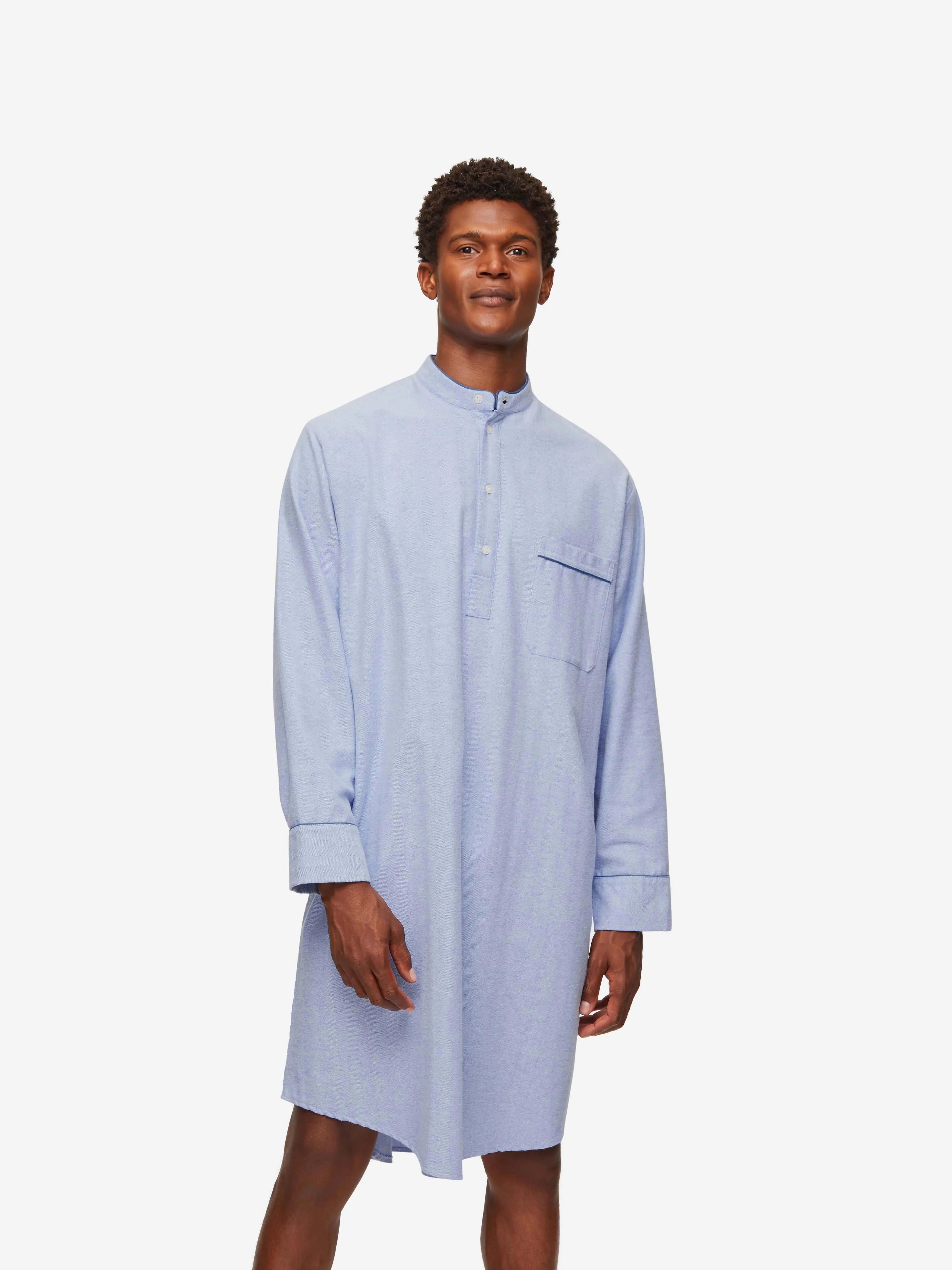 Men's Nightshirt Arran 24 Brushed Cotton Blue sold by Derek Rose product image thumbnail 4