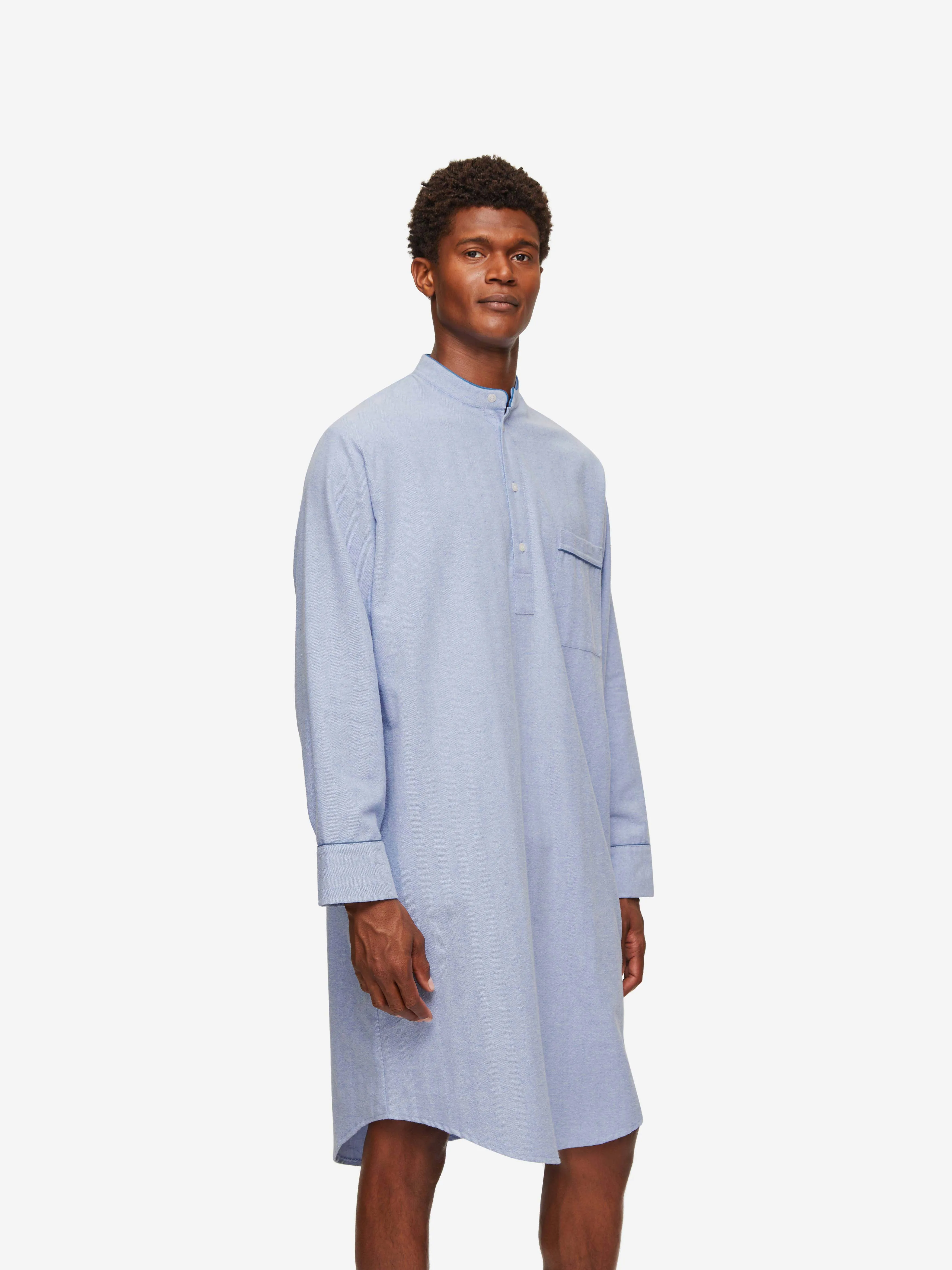 Men's Nightshirt Arran 24 Brushed Cotton Blue sold by Derek Rose product image thumbnail 3