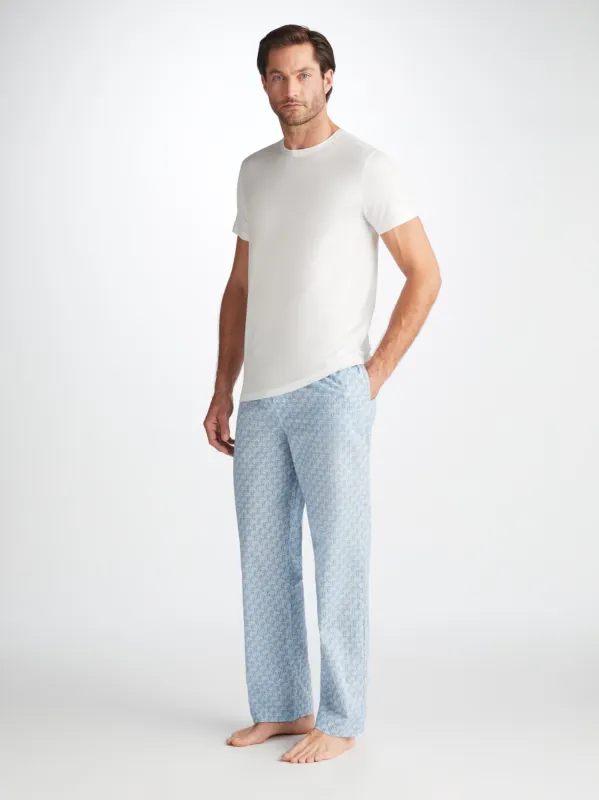 Men's Lounge Pants Ledbury 72 Cotton Batiste Blue sold by Derek Rose