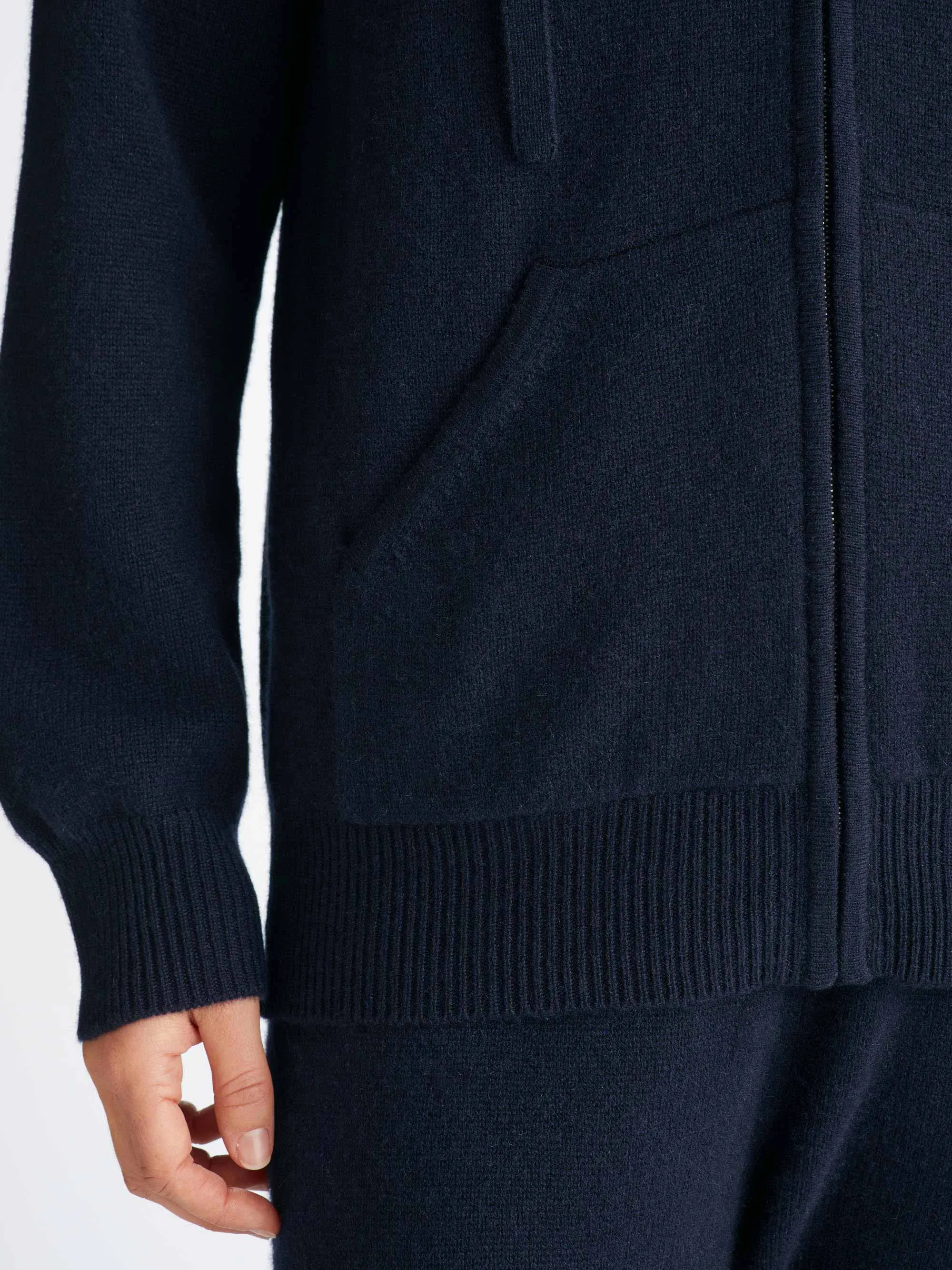 Women's Zip Up Hoodie Daphne Cashmere Navy sold by Derek Rose product image thumbnail 5