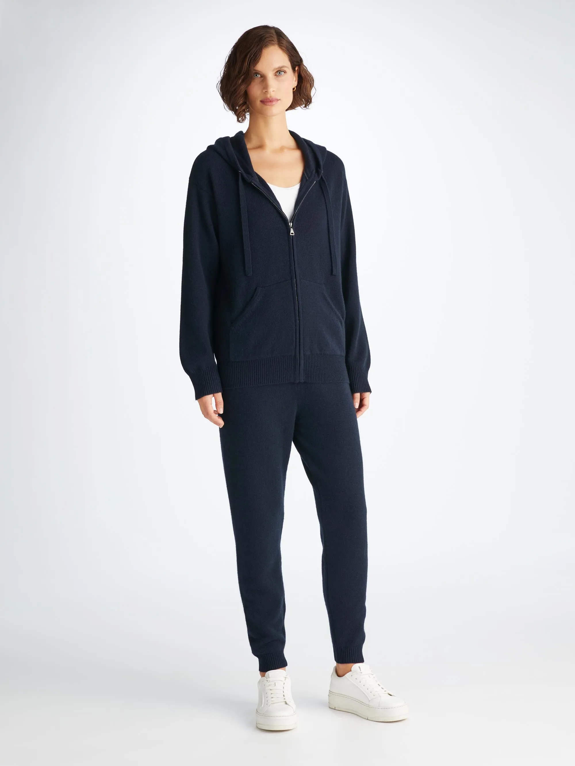 Women's Zip Up Hoodie Daphne Cashmere Navy sold by Derek Rose product image thumbnail 3