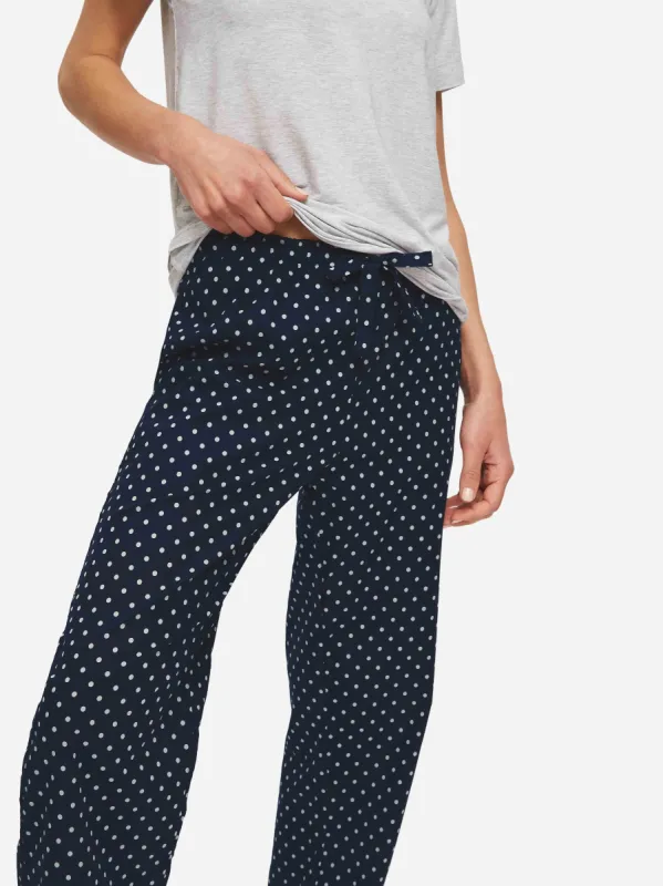 Women's Lounge Trousers Plaza 60 Cotton Batiste Navy sold by Derek Rose