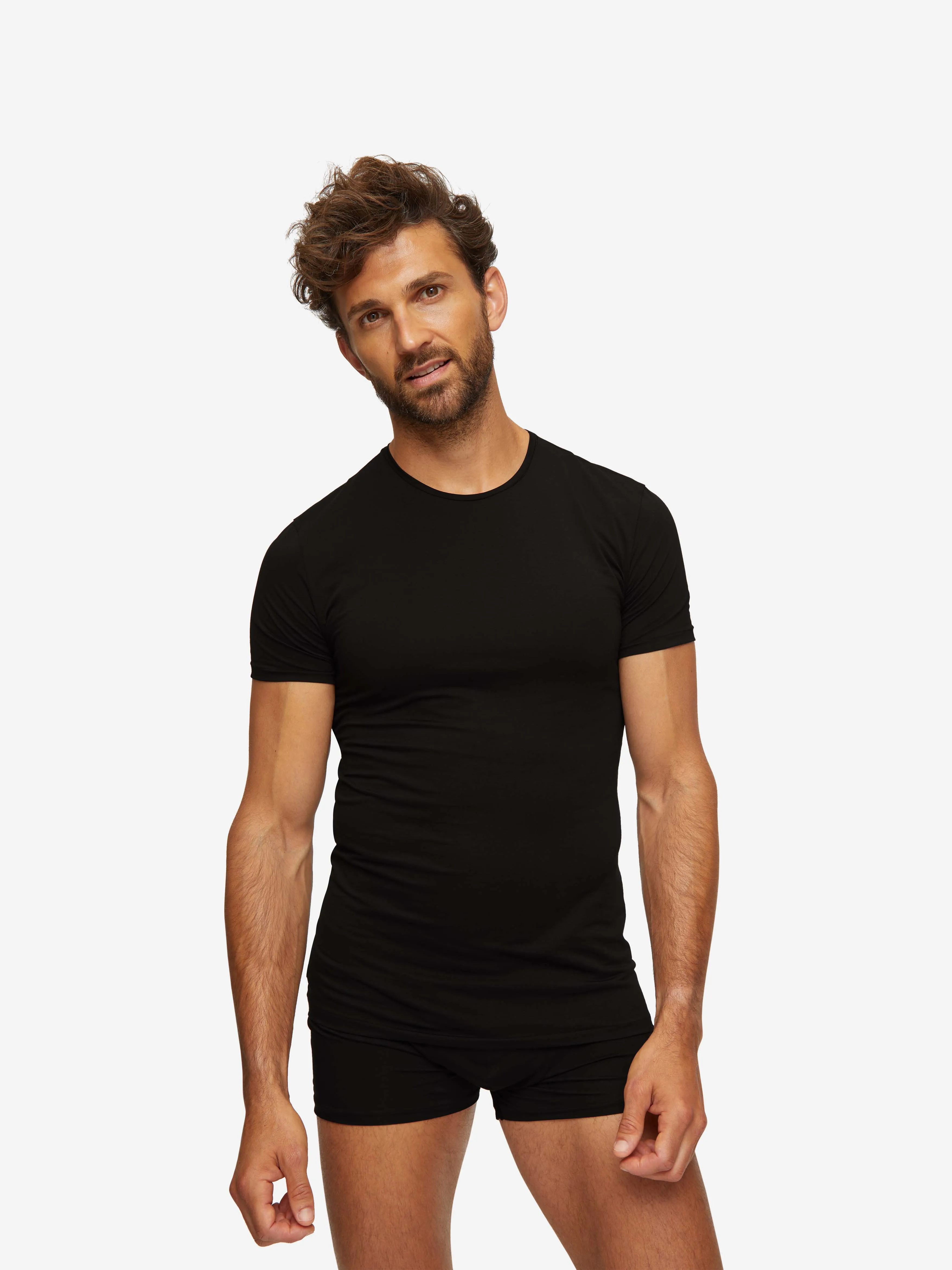 Men's Underwear T-Shirt Jack Pima Cotton Stretch Black sold by Derek Rose