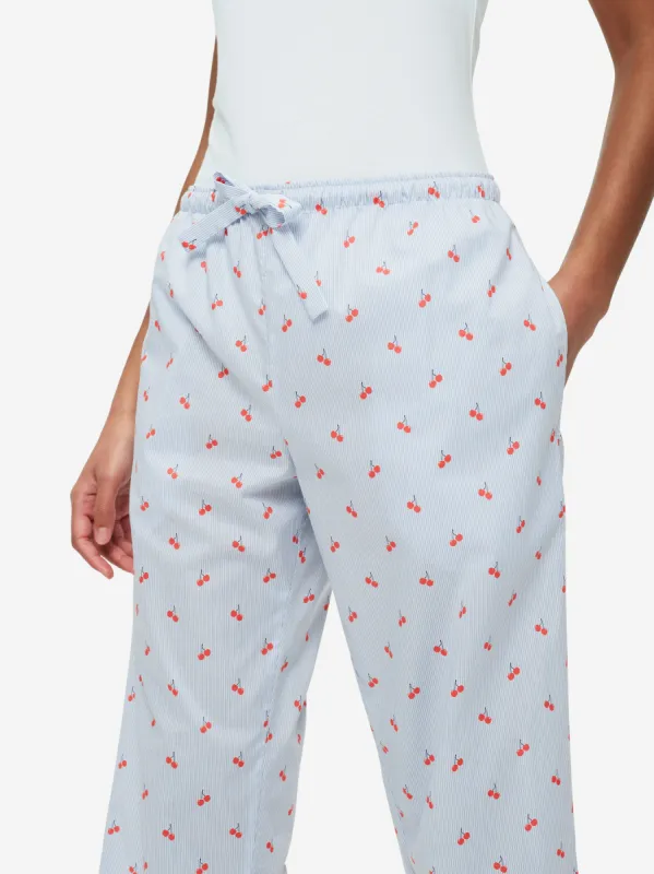 Women's Lounge Trousers Nelson 84 Cotton Batiste Blue sold by Derek Rose