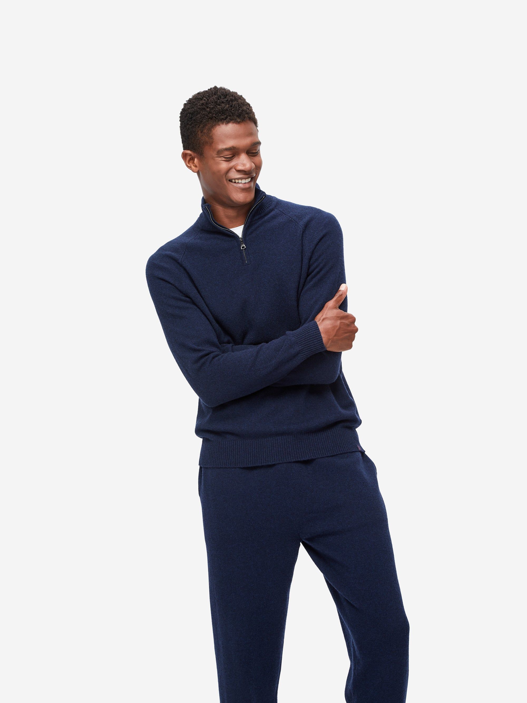 Men's Half-Zip Sweater Finley Cashmere Midnight sold by Derek Rose product image thumbnail 5