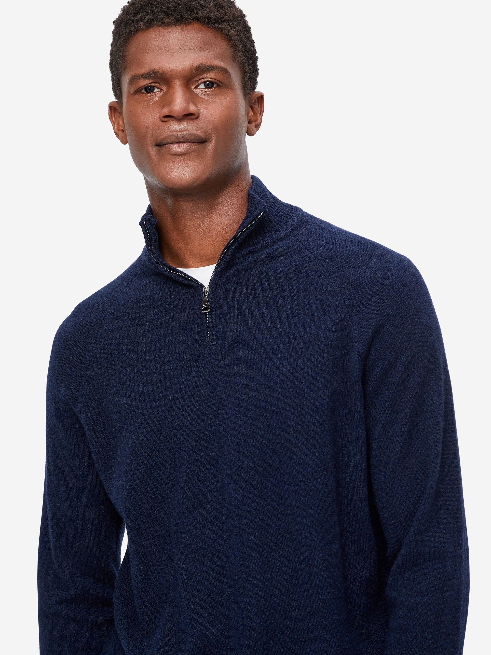 Men's Half-Zip Sweater Finley Cashmere Midnight sold by Derek Rose