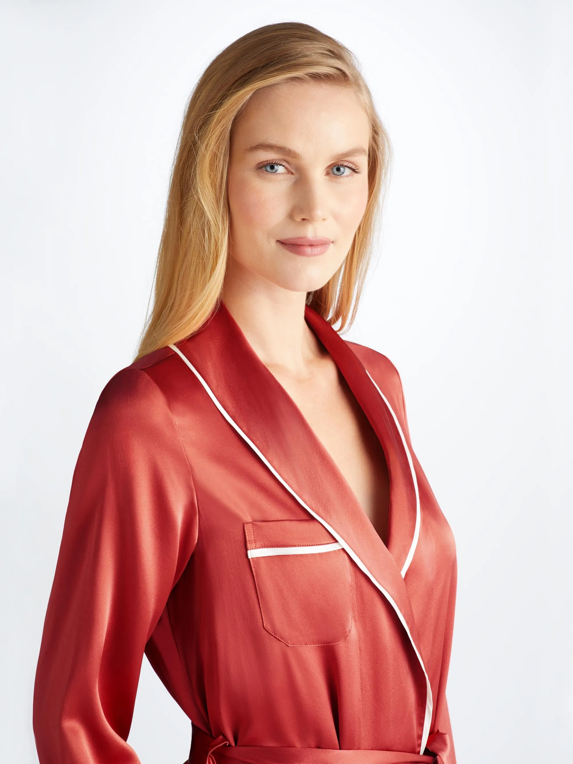 Women's Long Robe Bailey Silk Satin Rose Red sold by Derek Rose product image thumbnail 5