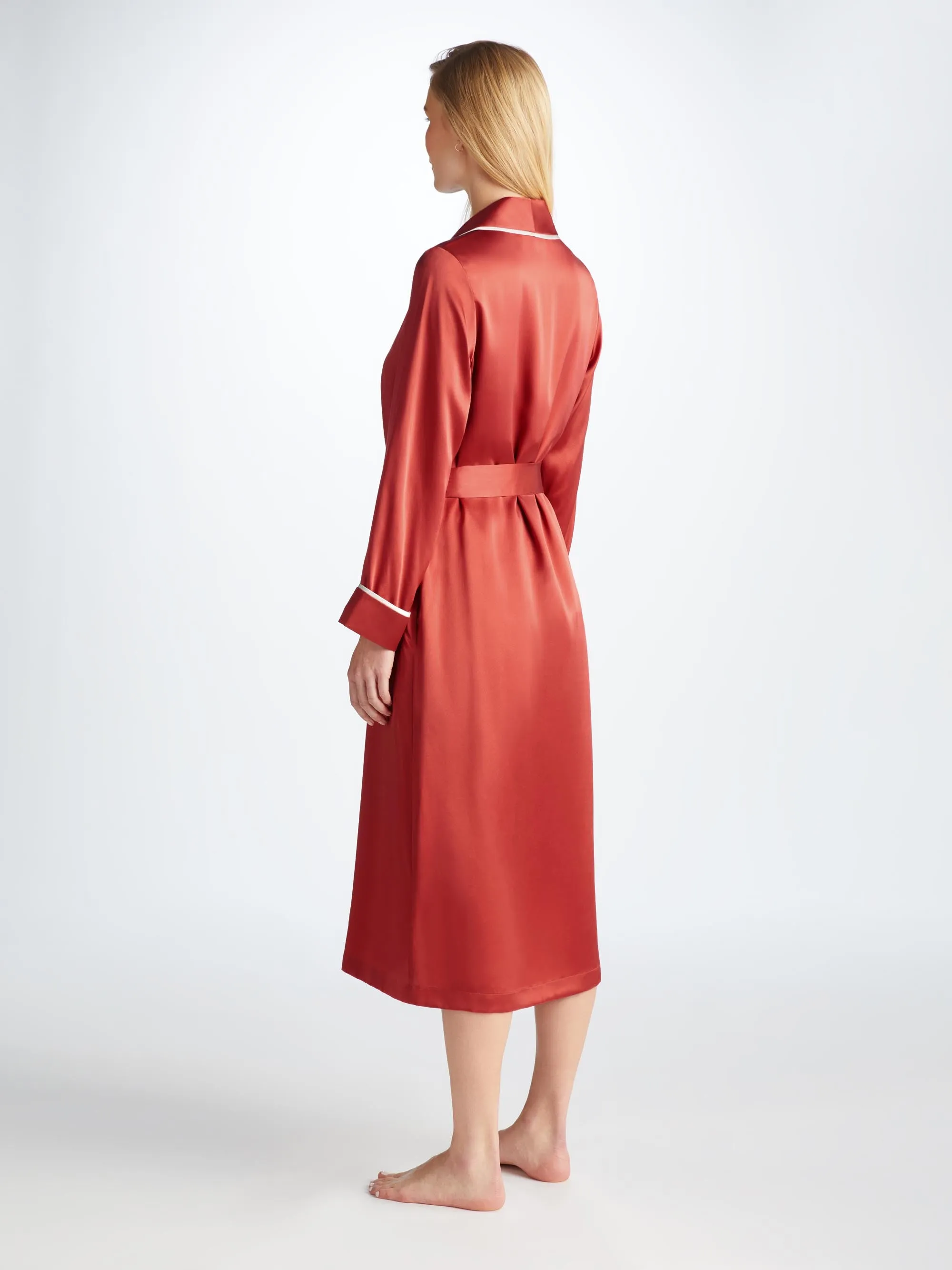 Women's Long Robe Bailey Silk Satin Rose Red sold by Derek Rose product image thumbnail 4