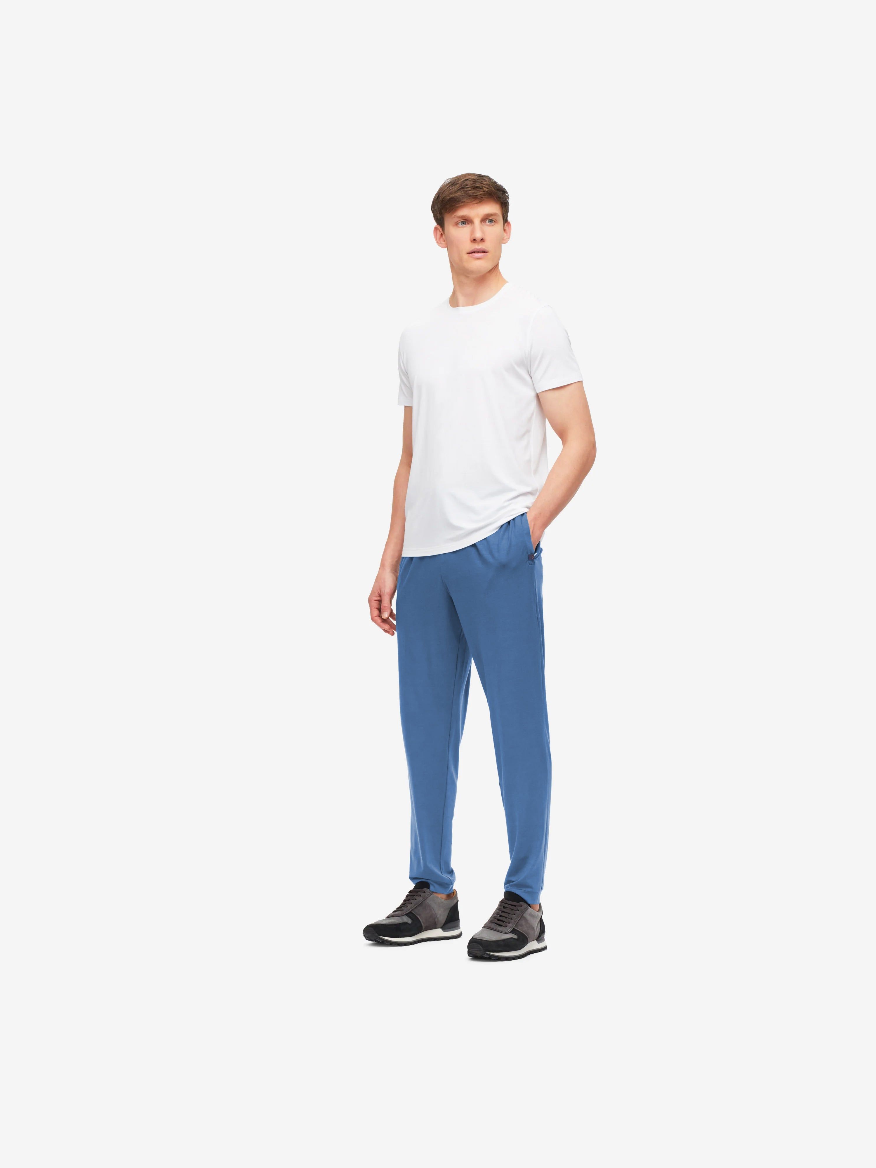 Men's Track Pants Basel Micro Modal Stretch Storm Blue sold by Derek Rose product image thumbnail 3