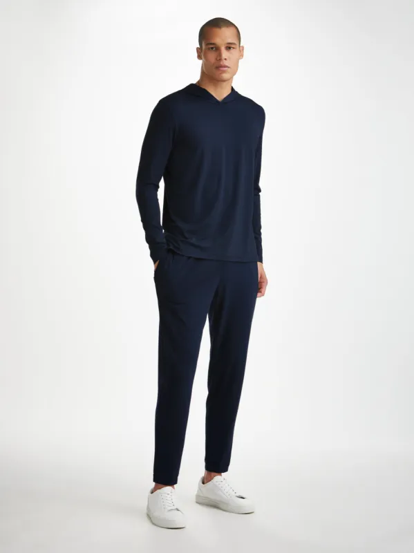 Men's Pullover Hoodie Basel Micro Modal Stretch Navy sold by Derek Rose