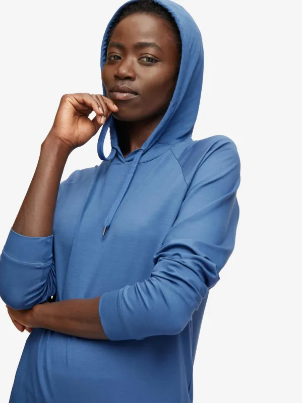 Women's Pullover Hoodie Basel Micro Modal Stretch Storm Blue sold by Derek Rose