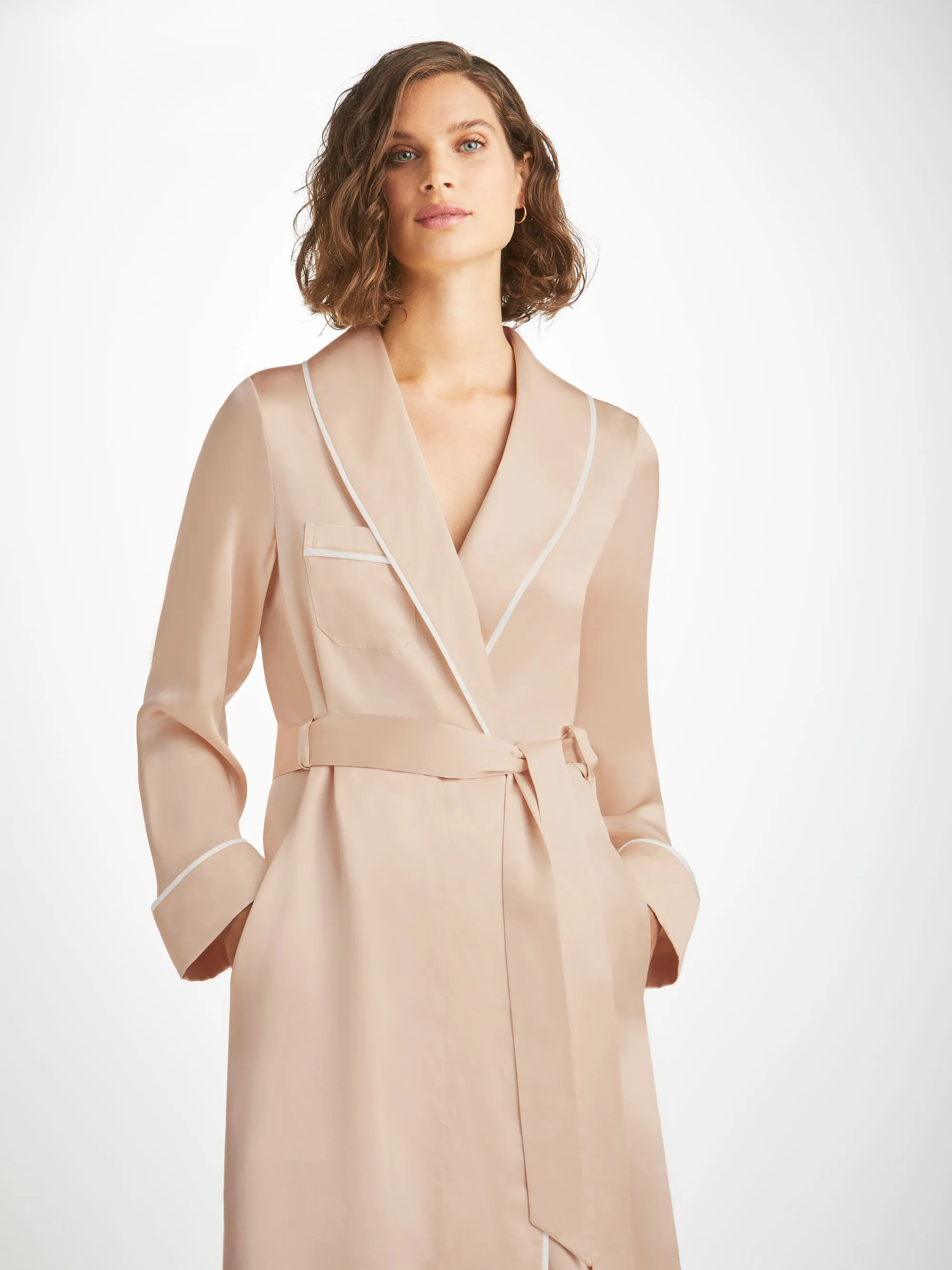 Women's Long Robe Bailey Silk Satin Champagne sold by Derek Rose product image thumbnail 5