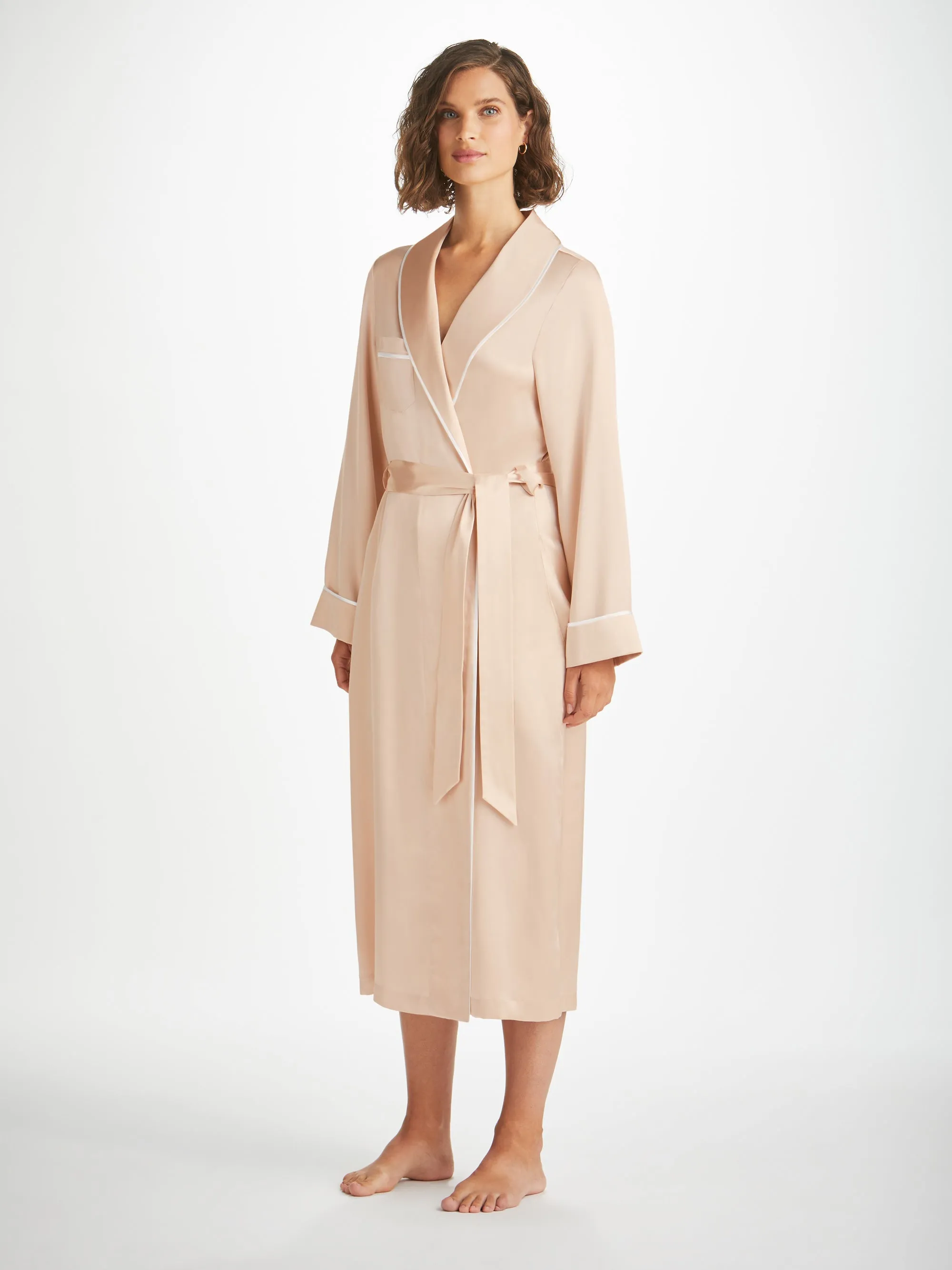 Women's Long Robe Bailey Silk Satin Champagne sold by Derek Rose product image thumbnail 3