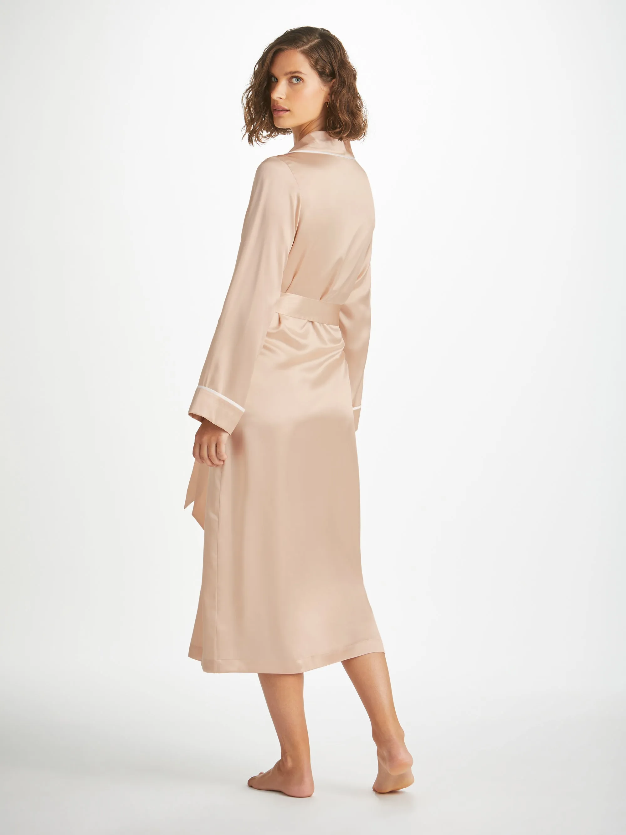 Women's Long Robe Bailey Silk Satin Champagne sold by Derek Rose product image thumbnail 4