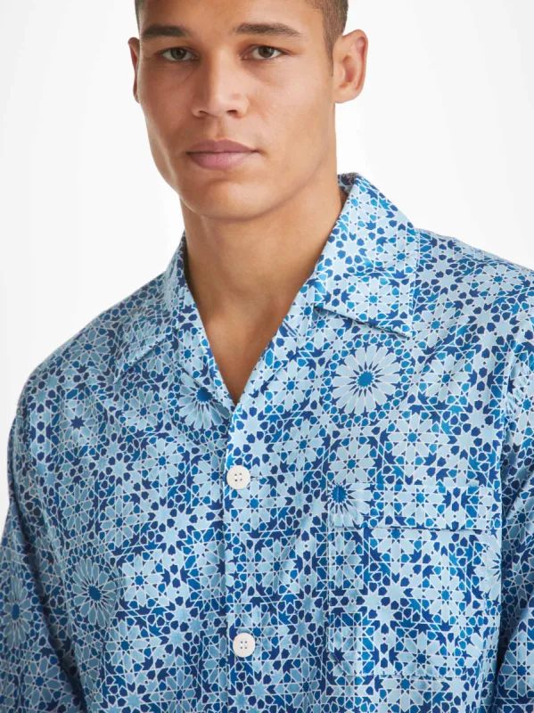 Men's Classic Fit Pyjamas Ledbury 69 Cotton Batiste Blue sold by Derek Rose