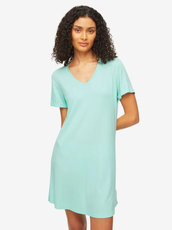Women's V-Neck Sleep T-Shirt Lara Micro Modal Stretch Mint sold by Derek Rose