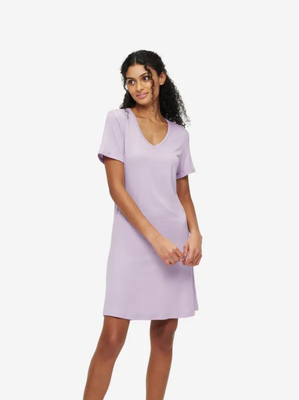 Women's V-Neck Sleep T-Shirt Lara Micro Modal Stretch Lilac sold by Derek Rose
