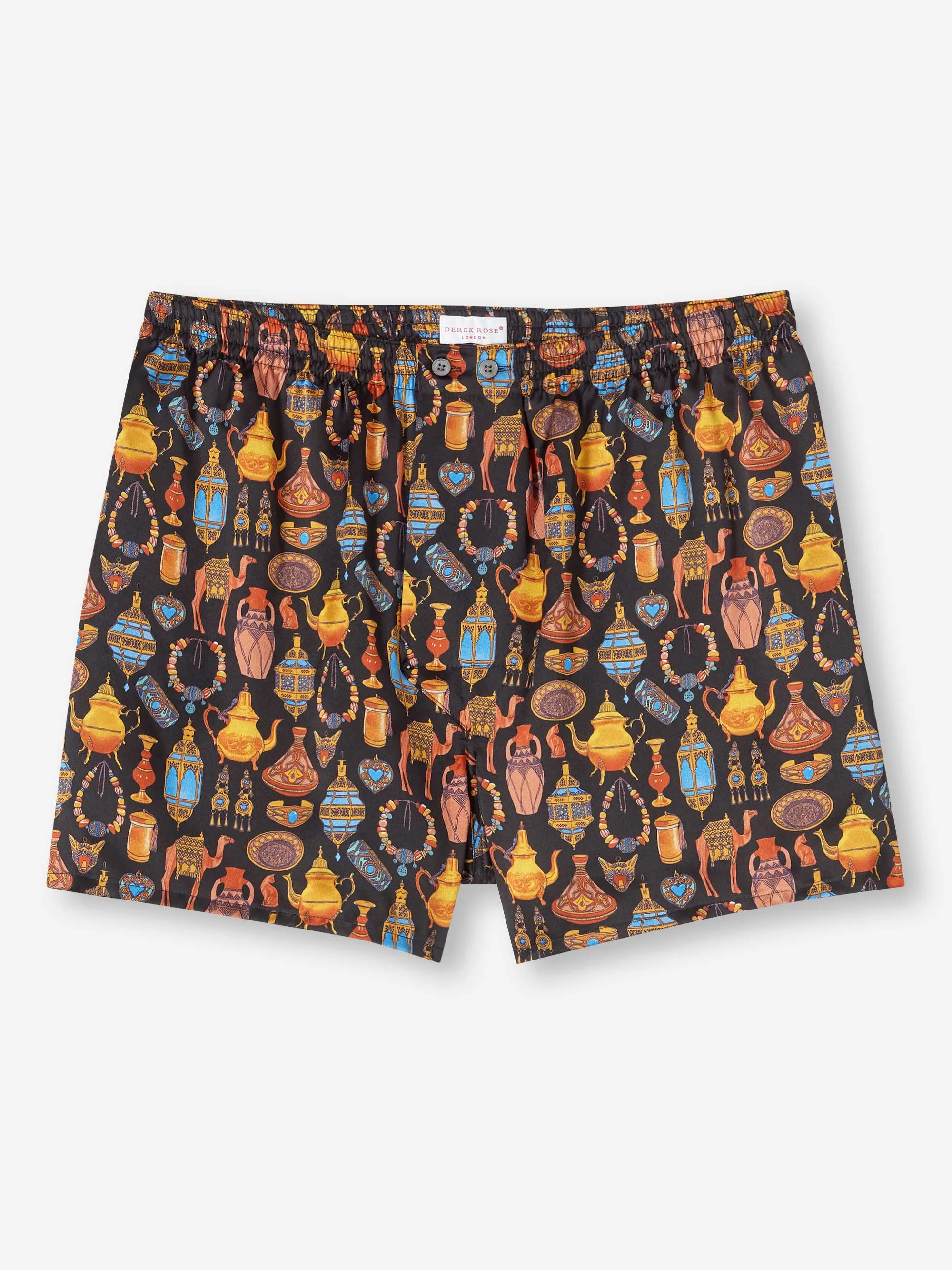 Men's Classic Fit Boxers Brindisi 100 Silk Satin Black sold by Derek Rose product image thumbnail 2