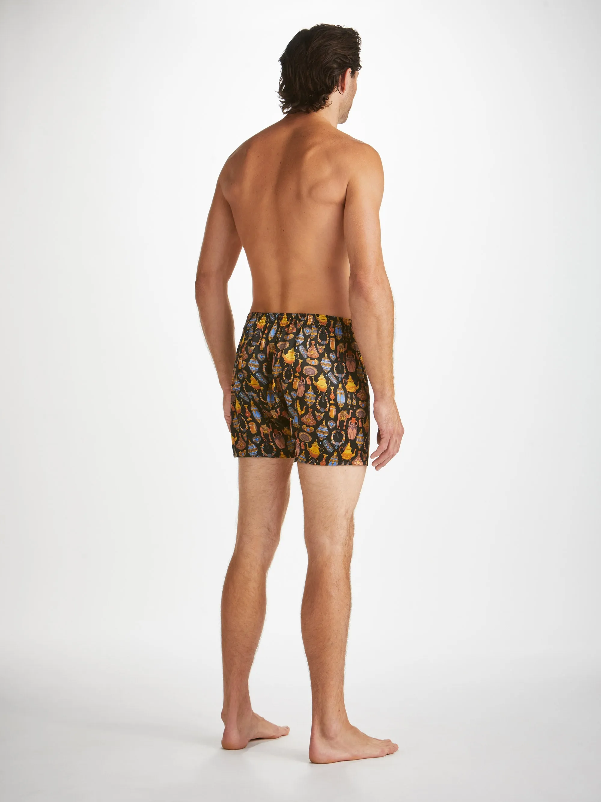 Men's Classic Fit Boxers Brindisi 100 Silk Satin Black sold by Derek Rose product image thumbnail 4