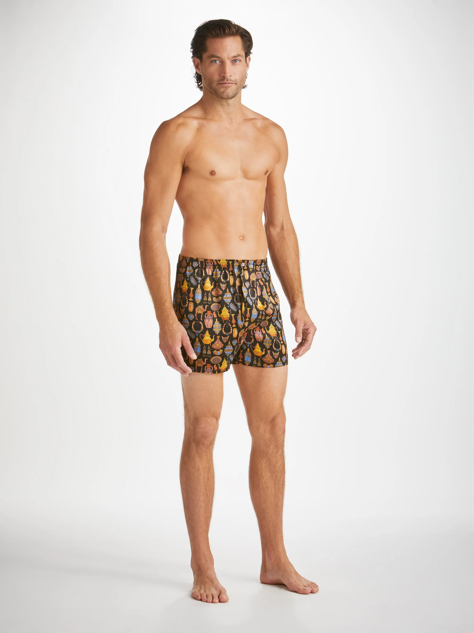 Men's Classic Fit Boxers Brindisi 100 Silk Satin Black sold by Derek Rose product image thumbnail 3