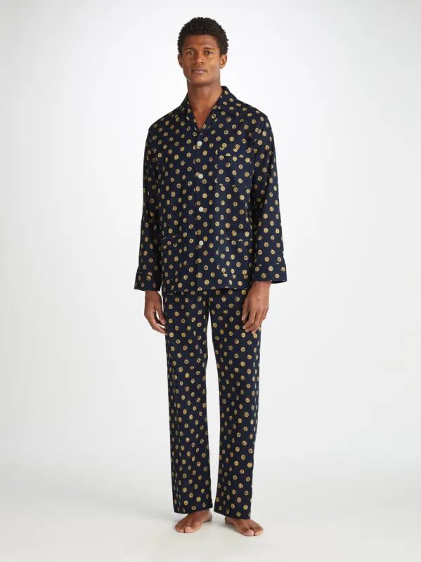 Men's Classic Fit Pajamas Ledbury 78 Cotton Batiste Navy sold by Derek Rose