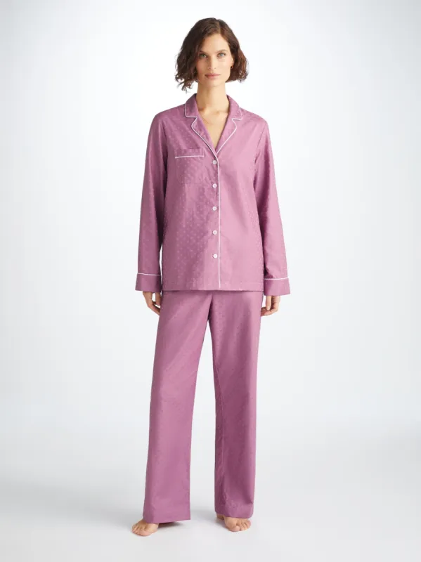 Women's Pajamas Kate 10 Cotton Jacquard Purple sold by Derek Rose