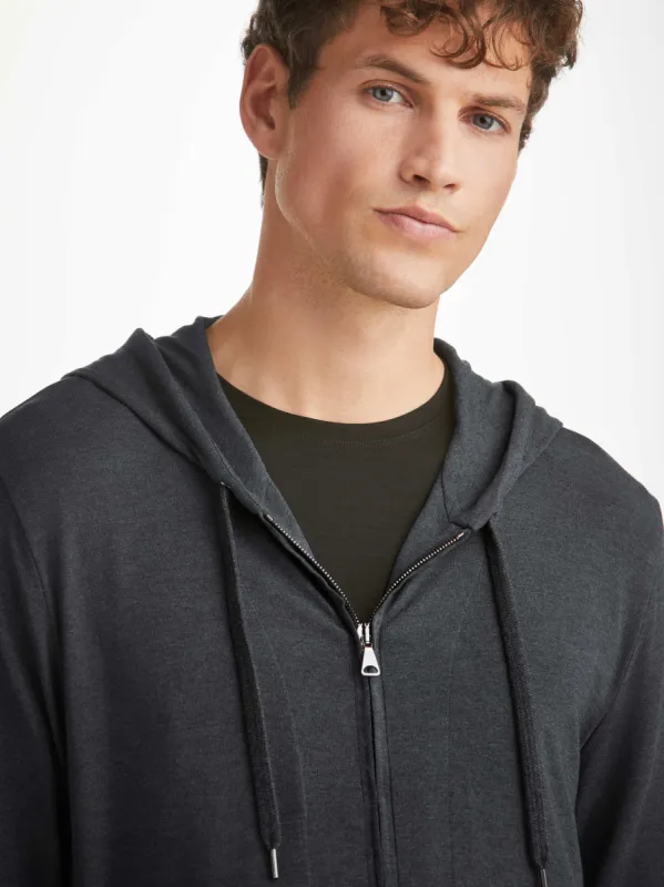 Men's Hoodie Marlowe Micro Modal Anthracite sold by Derek Rose