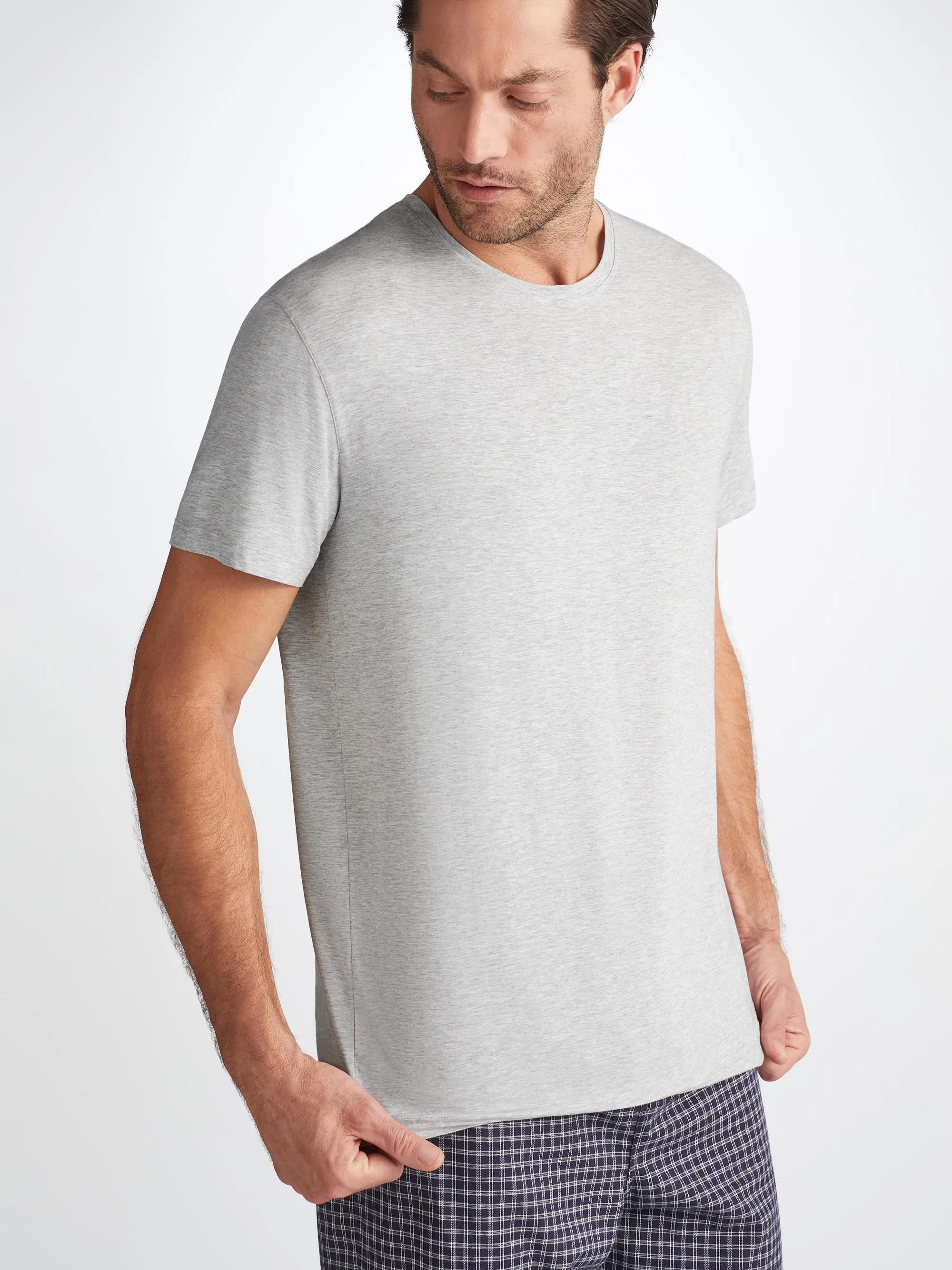 Ethan Micro Modal T-Shirt Silver Marl sold by Derek Rose product image thumbnail 5